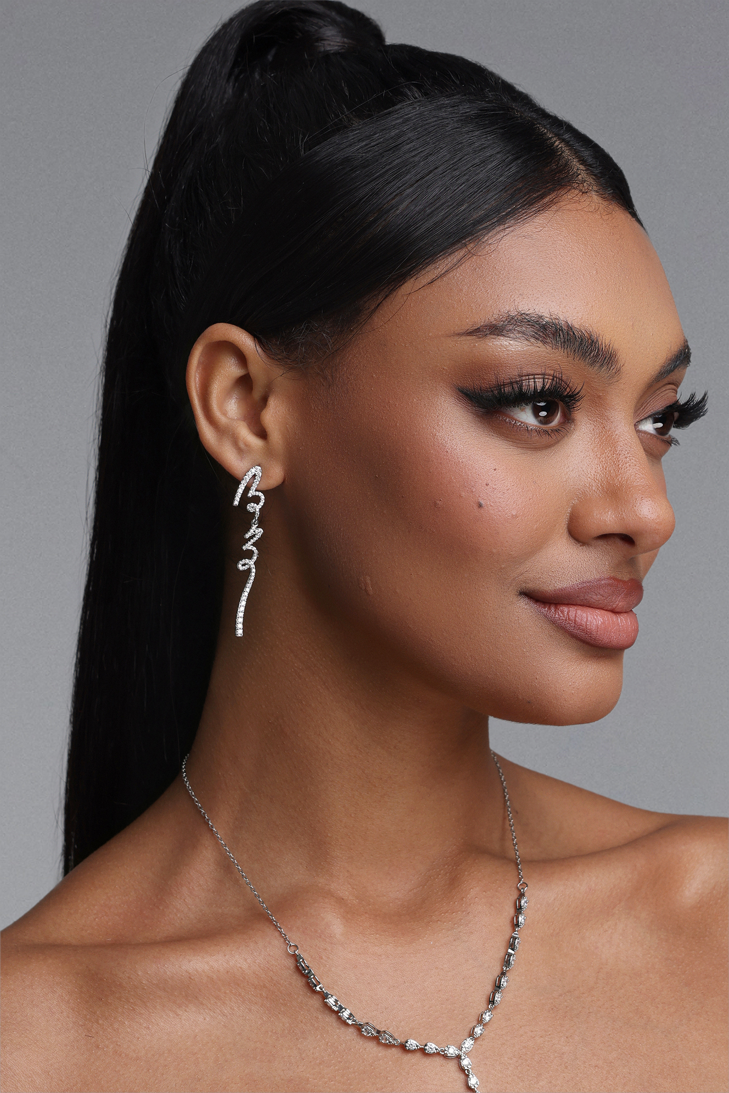 Kori Twisted Curve Diamond Drop Earrings