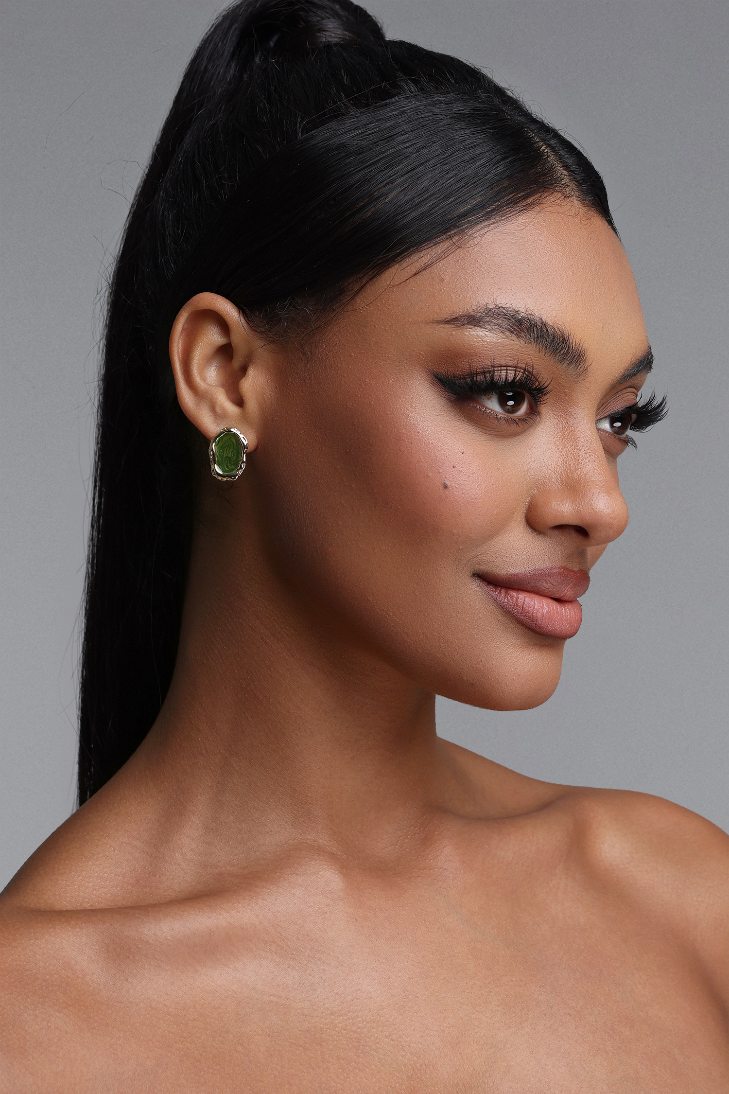Stacey Wavy Border Marbled Enamel Stud Earrings
