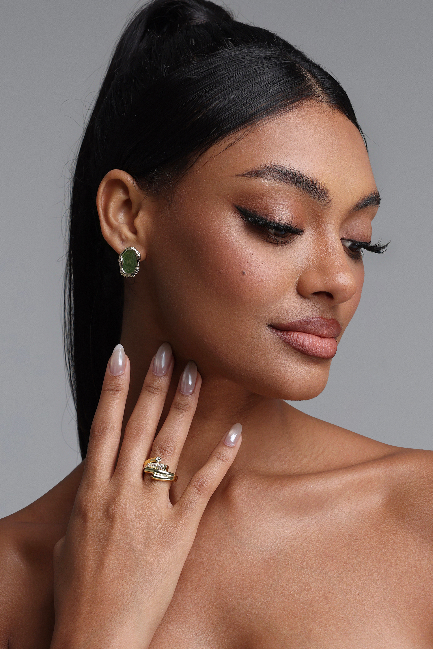 Vla Twisted Double Crystal Open Ring