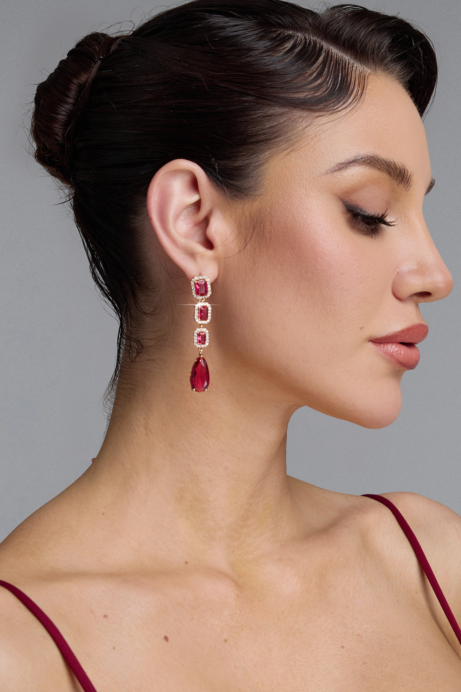 Shaha Square Diamond Teardrop  Earrings