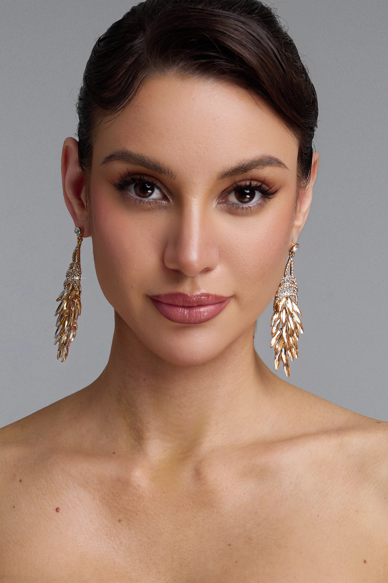 Edmee Wheat Multi Layer Long Tassel Earrings
