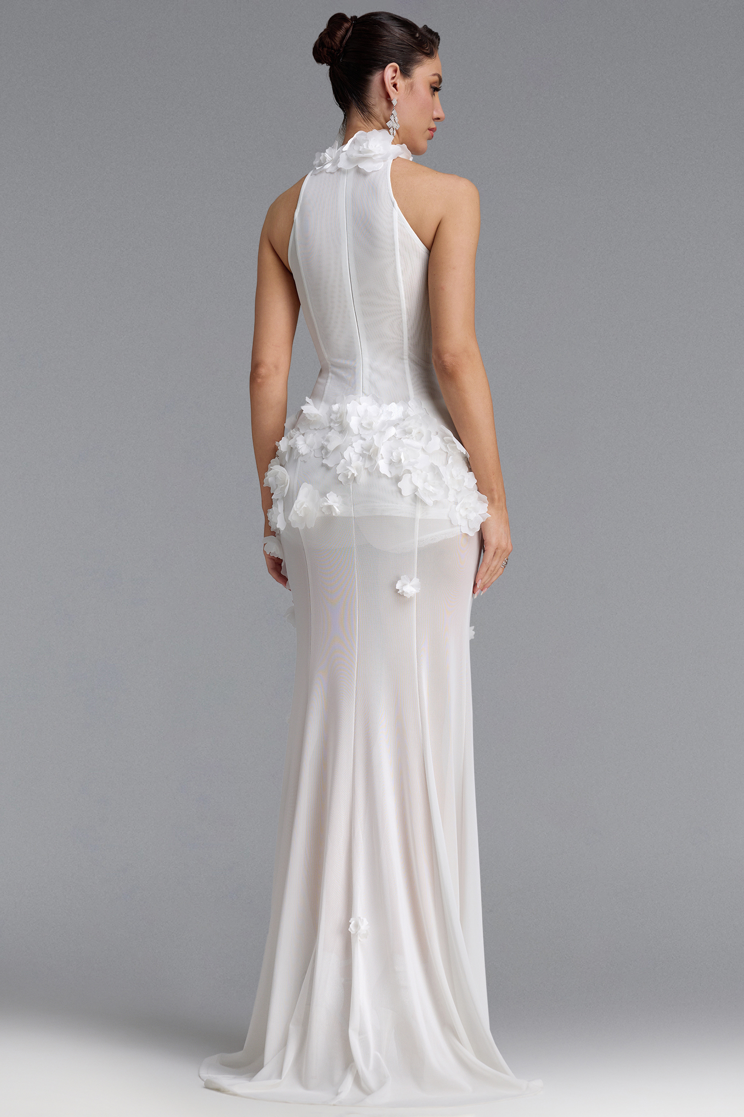 Dorte Elegant Halter Floral Maxi Dress