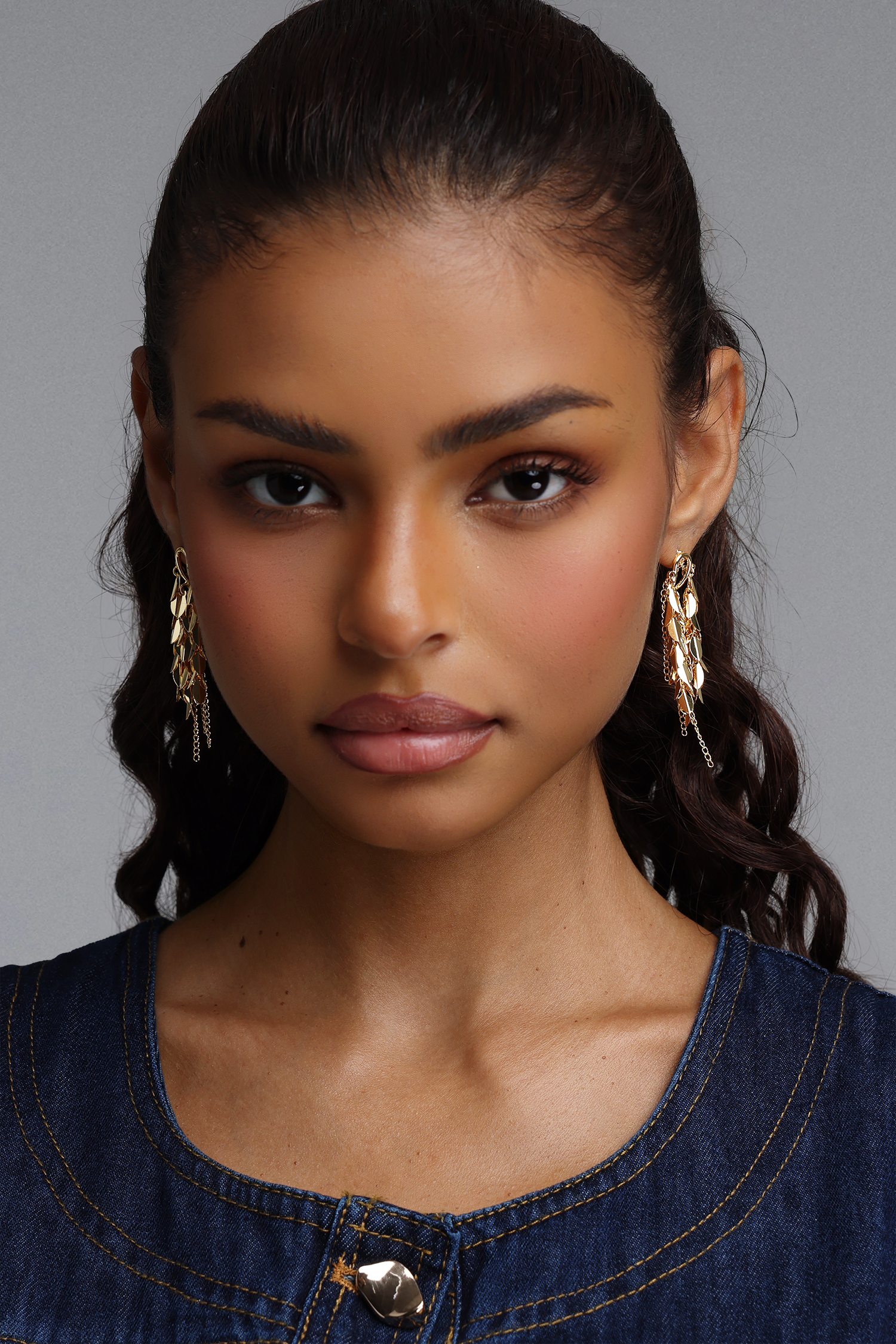 Kiwis Luxury Multi-Layered Leaf Tassel Earrings