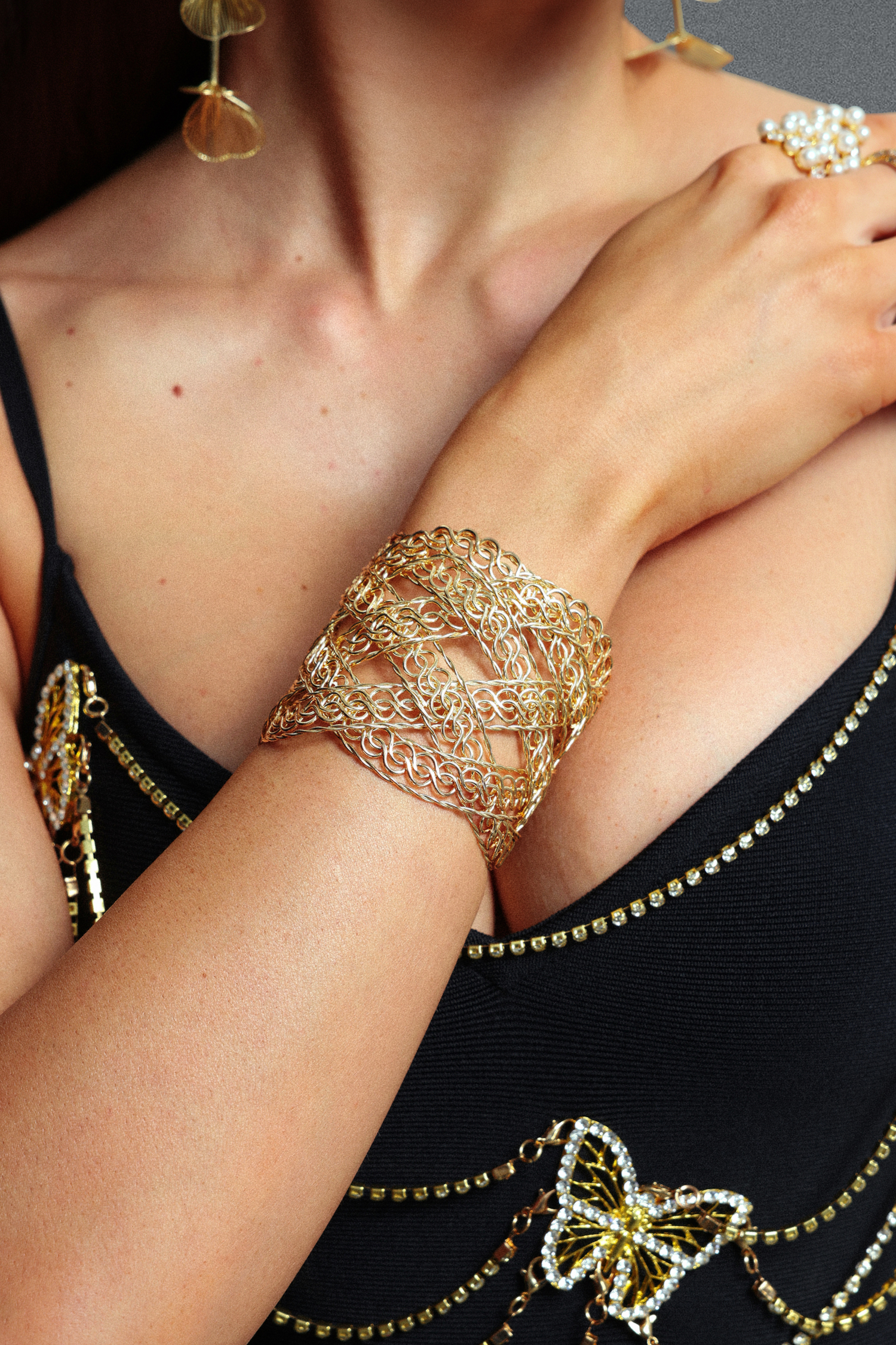 Loyisa Vintage Floral Cut Out Cuff Bracelet