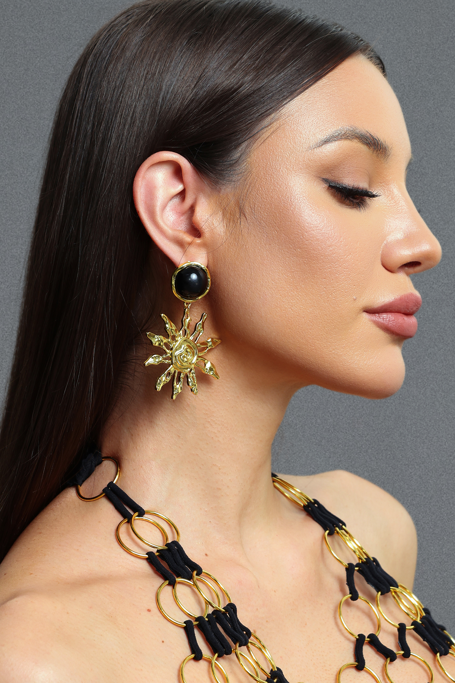 Tulip Vintage Sun Totem Statement Earrings