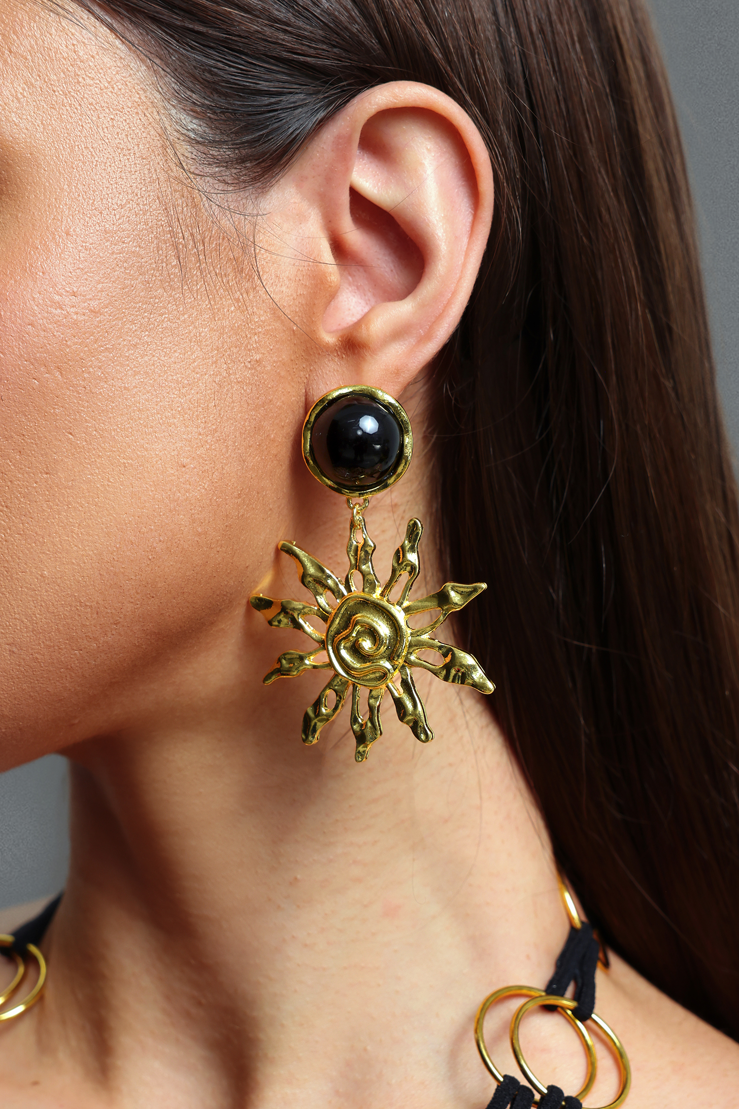 Tulip Vintage Sun Totem Statement Earrings