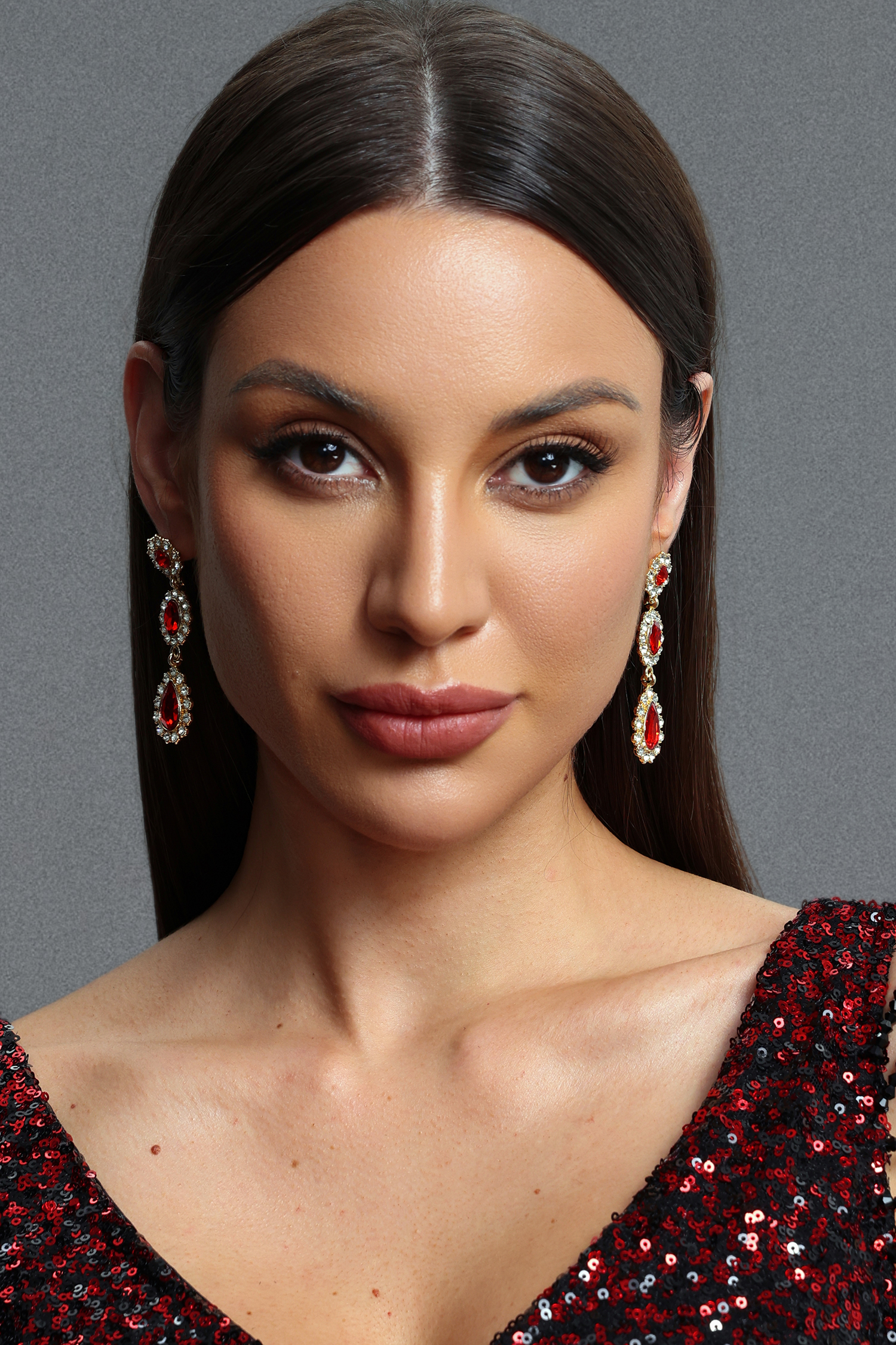 Yaliu Vintage Gradient Oval Crystal Earrings