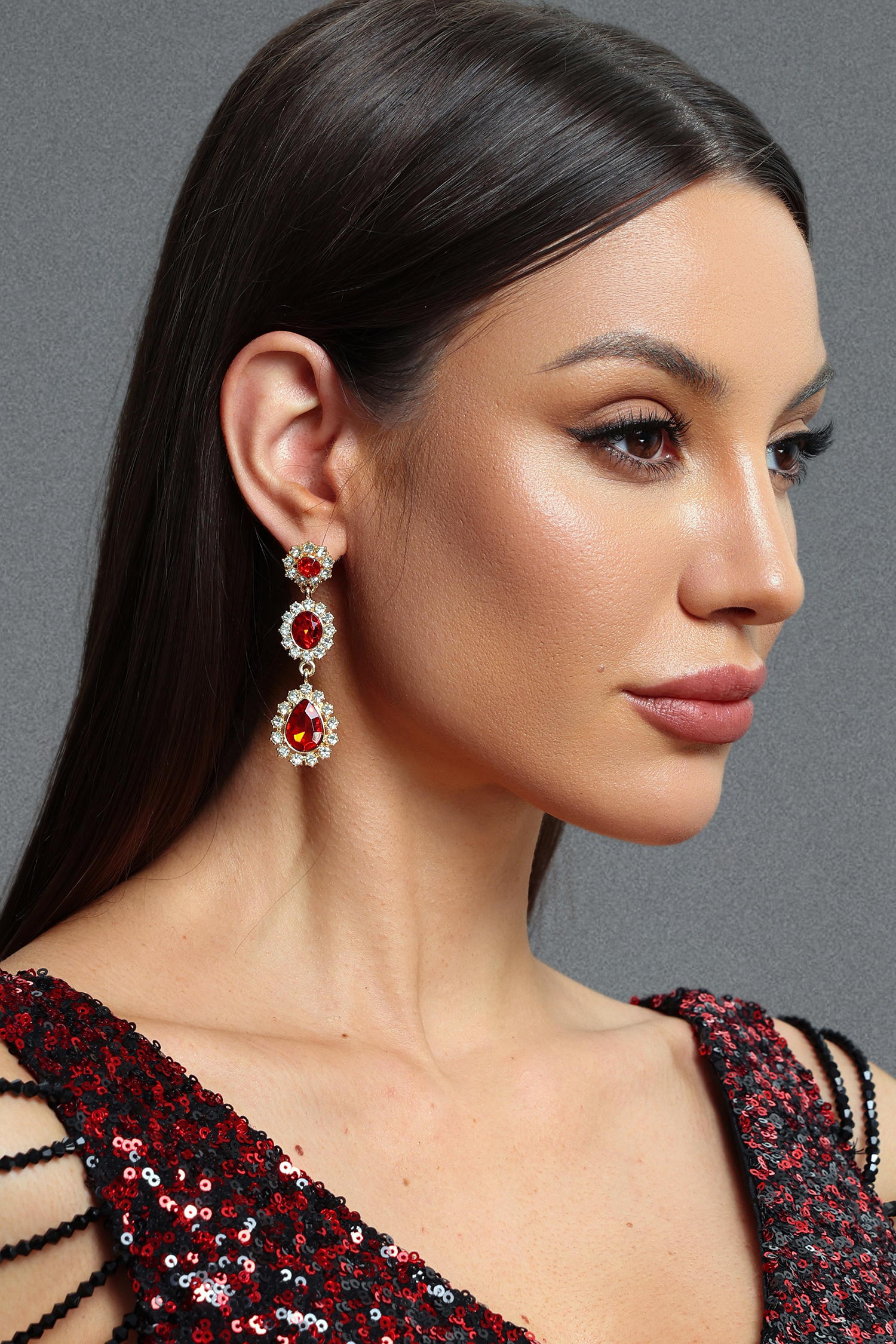 Yaliu Vintage Gradient Oval Crystal Earrings