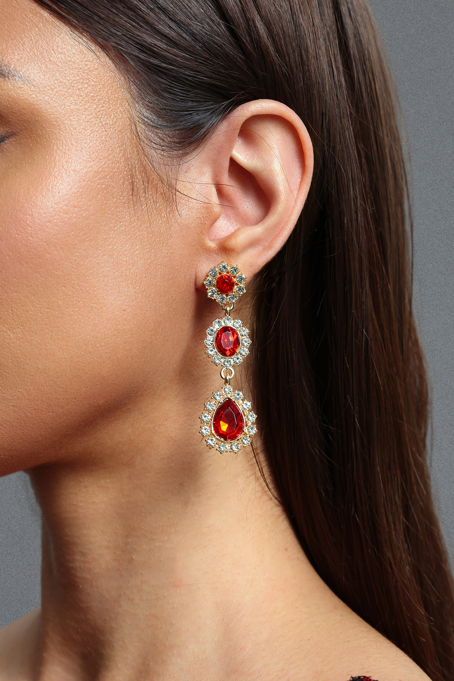 Yaliu Vintage Gradient Oval Crystal Earrings