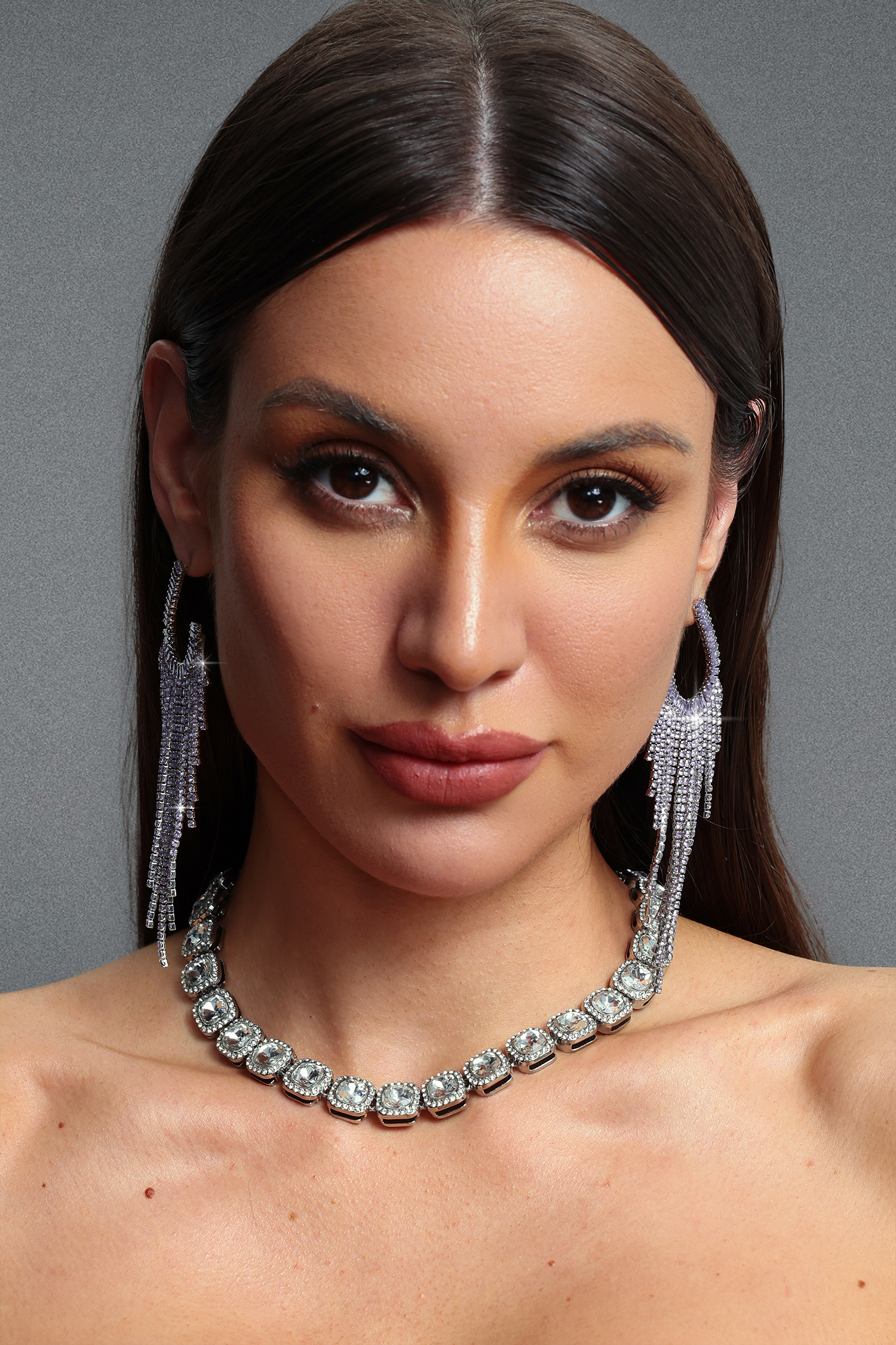 Mensa Glam Crescent Moon Long Tassel Earrings