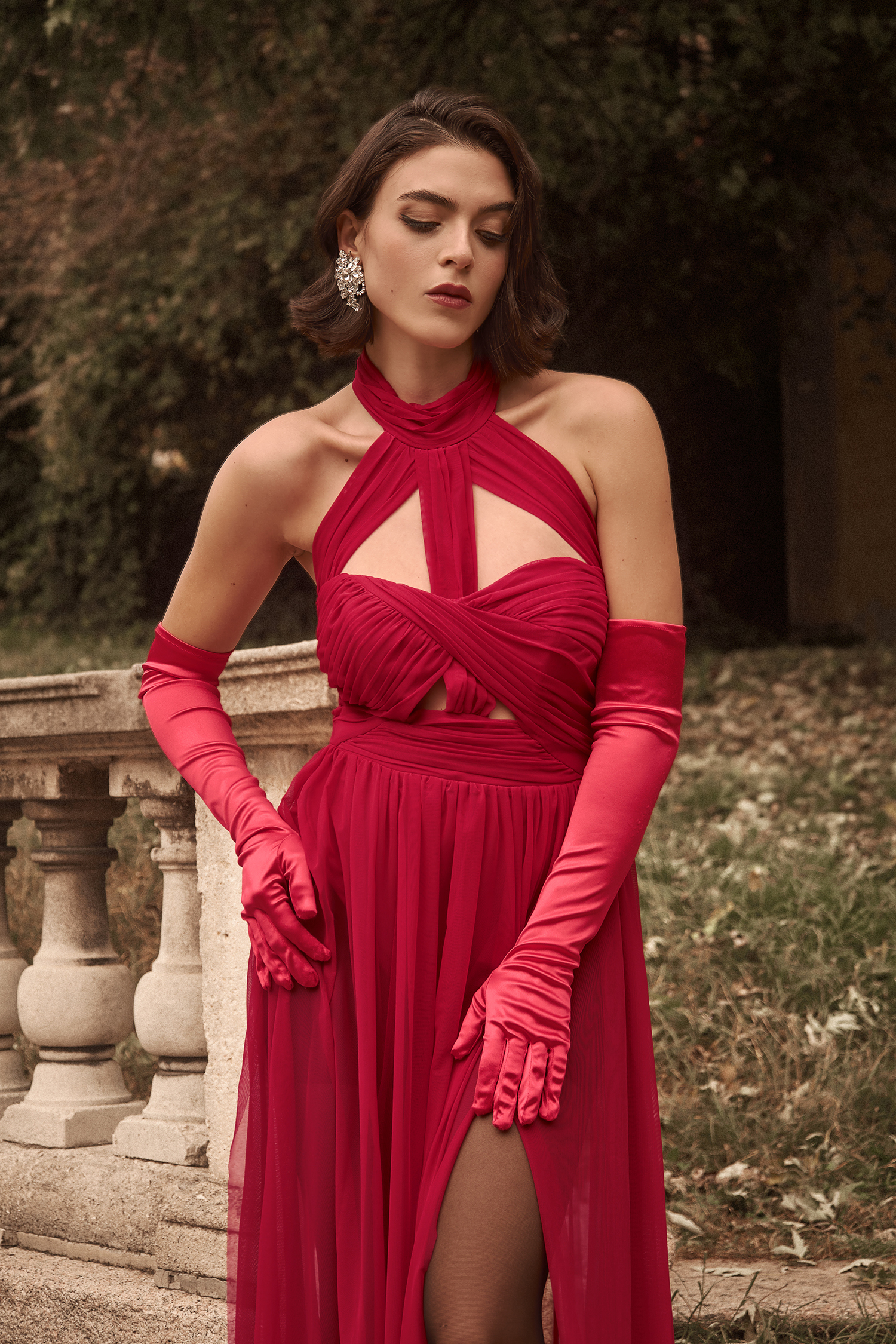 Tesare Halter Sleeveless Hollow Out Maxi Dress