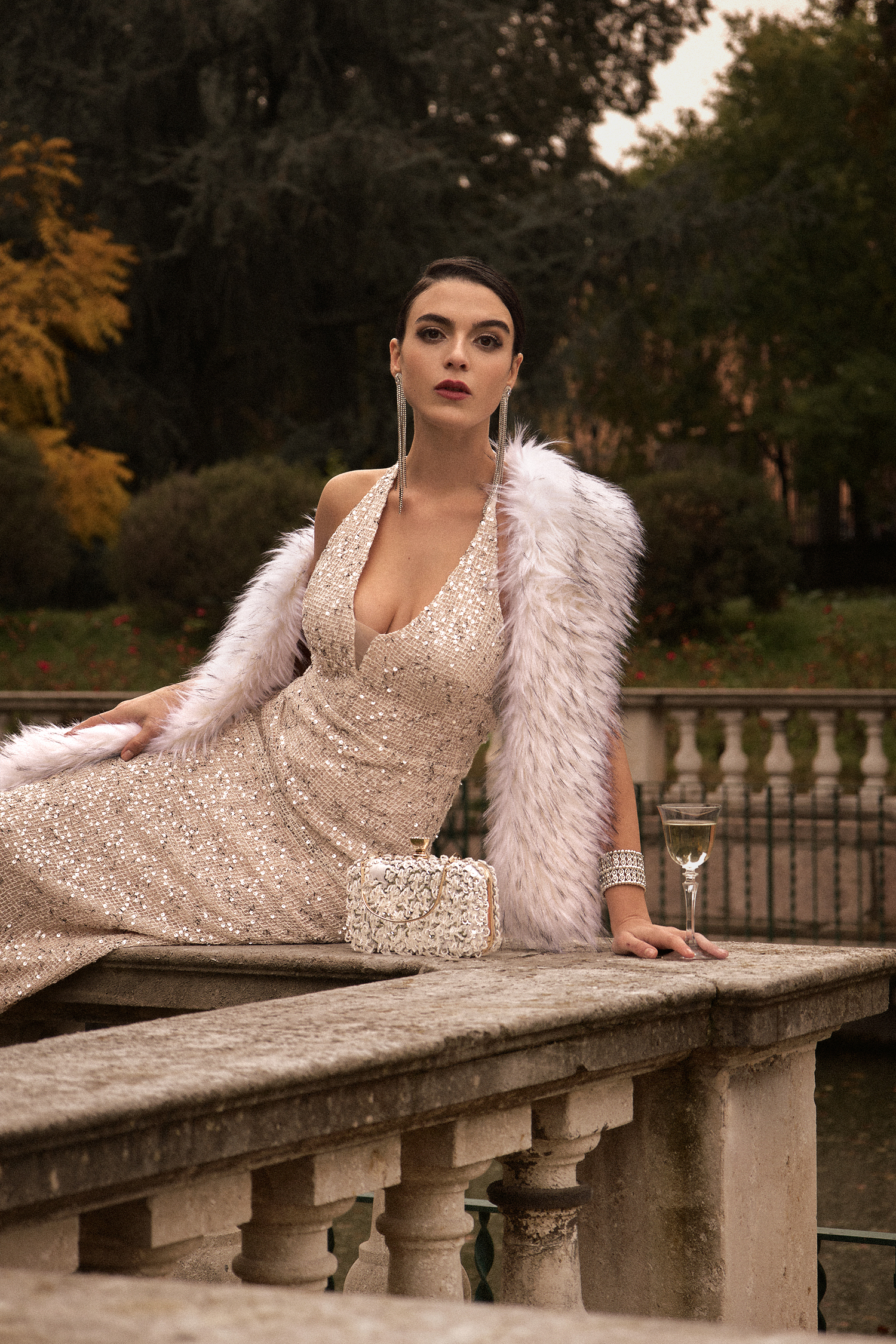 Ibbie Halter Sleeveless V-Neck Diamond Maxi Dress