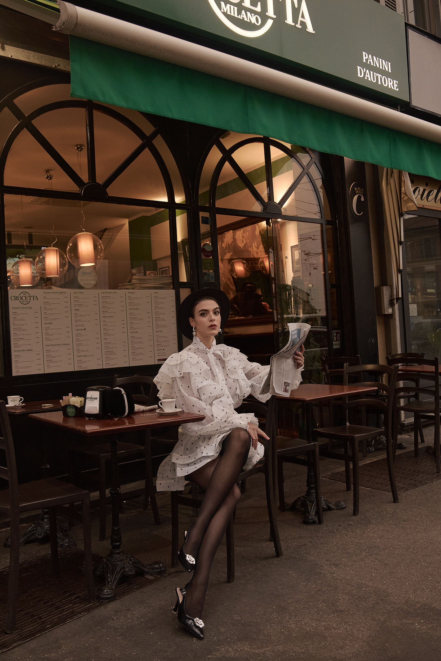 Walda Long Sleeves Dot Printed Folds Two-Piece Set