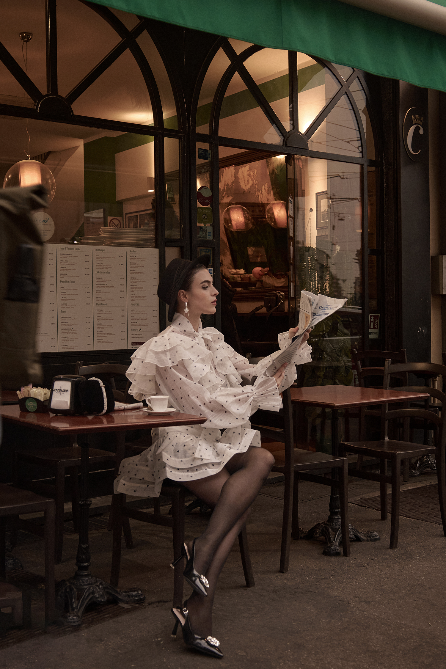 Walda Long Sleeves Dot Printed Folds Two-Piece Set