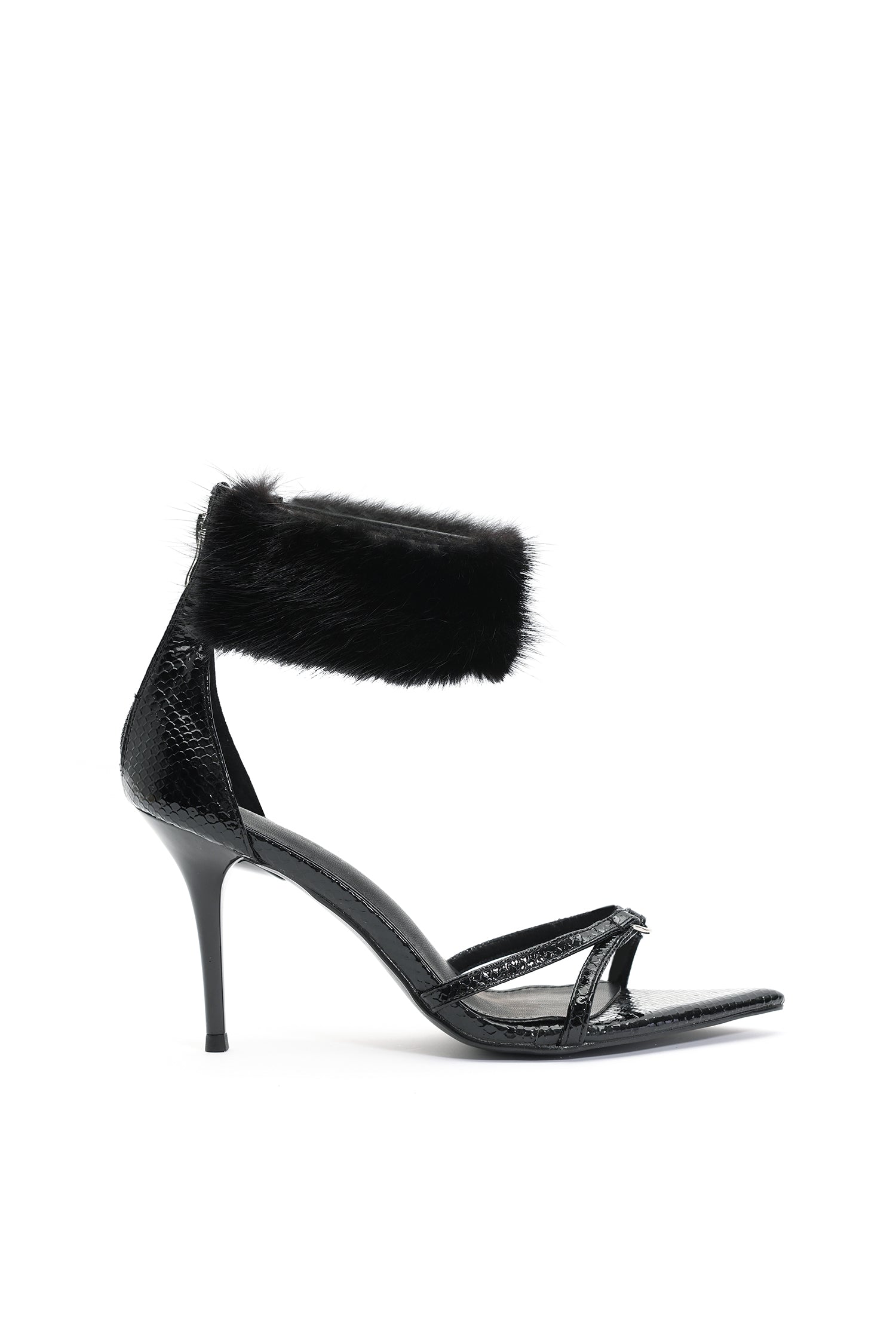 Myka Furry Zipper Stiletto Sandles