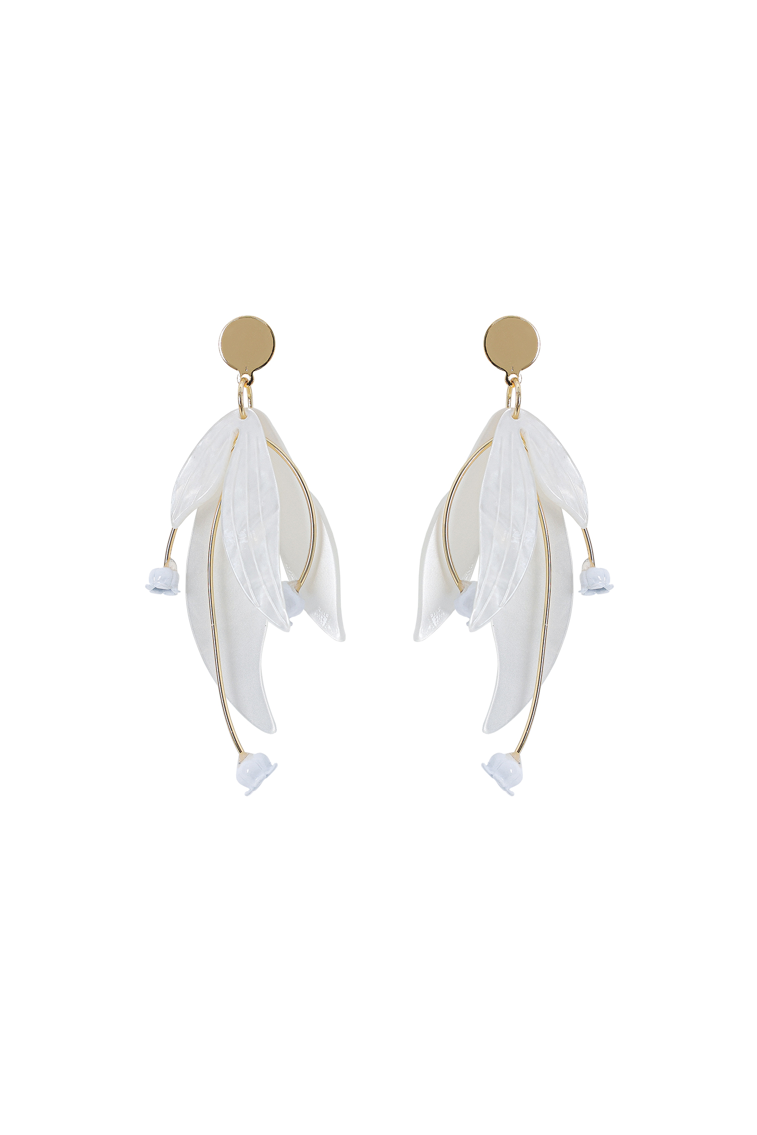 Pale Resin Leaf  Flower Earrings