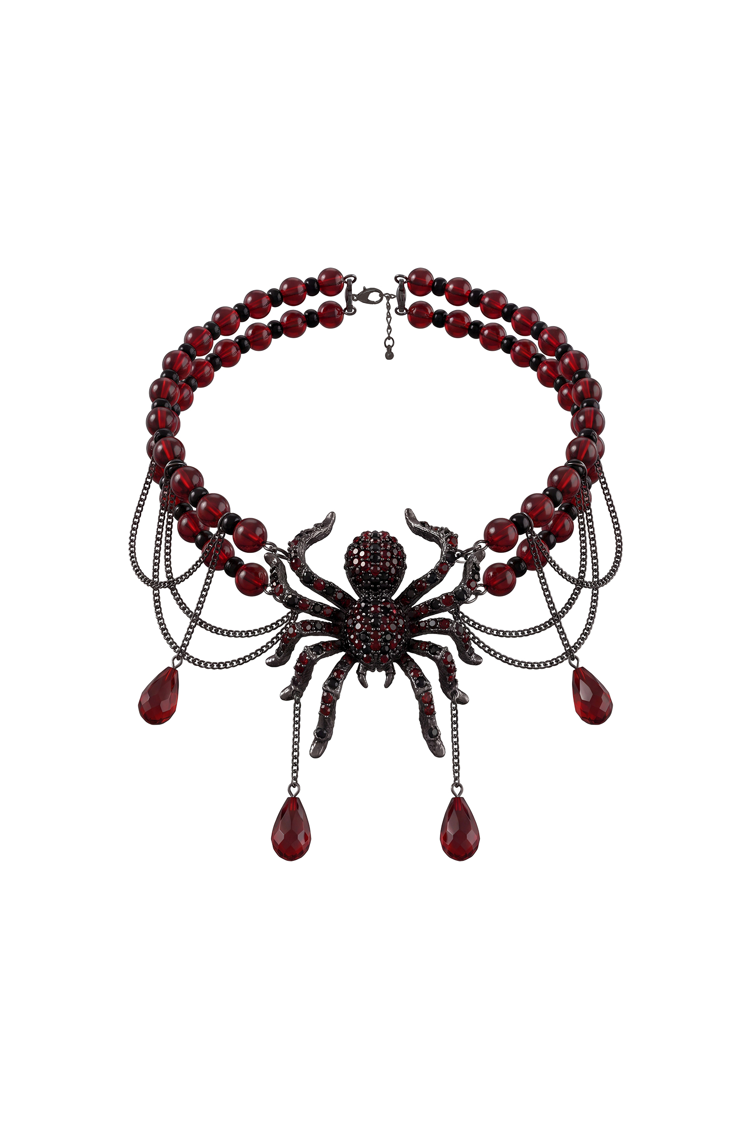 Valo Glam Spider Tassel Teardrop Necklace