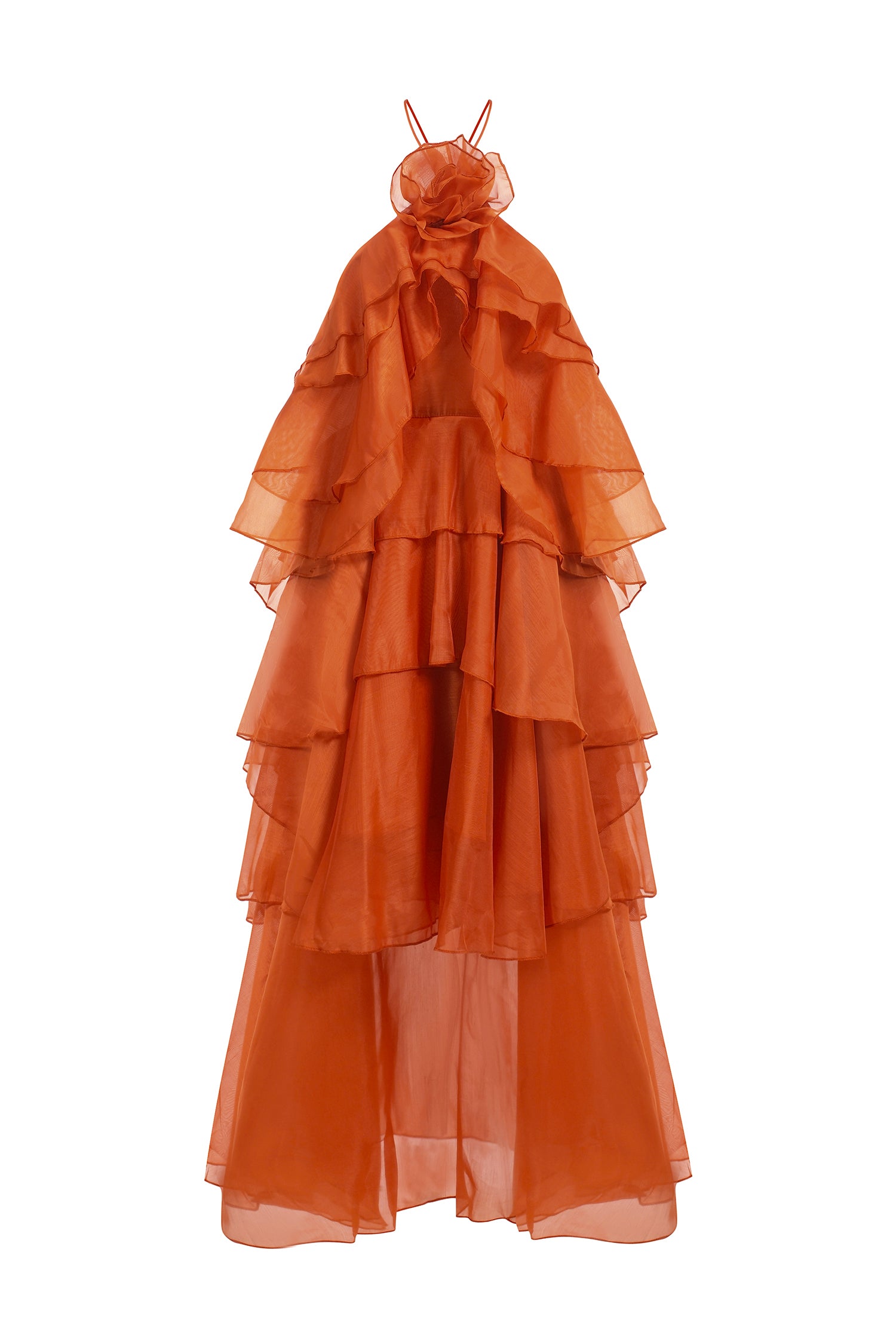 Jesmin Sleeveless Flower Layered Folds Maxi Dress