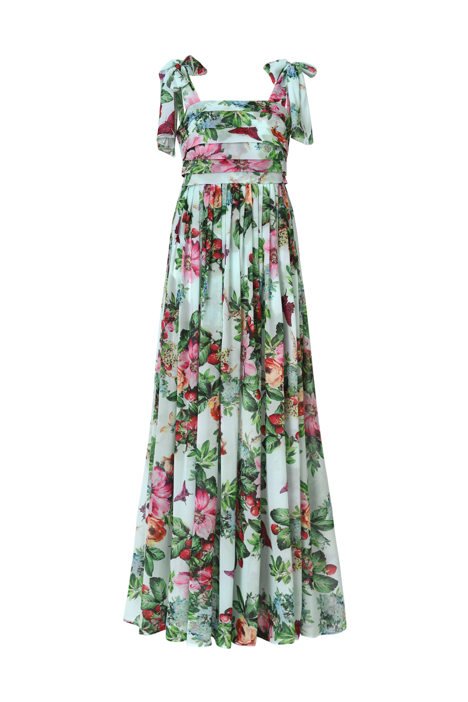 Whitley Sleeveless Bowknot Floral Printed Maxi Dress