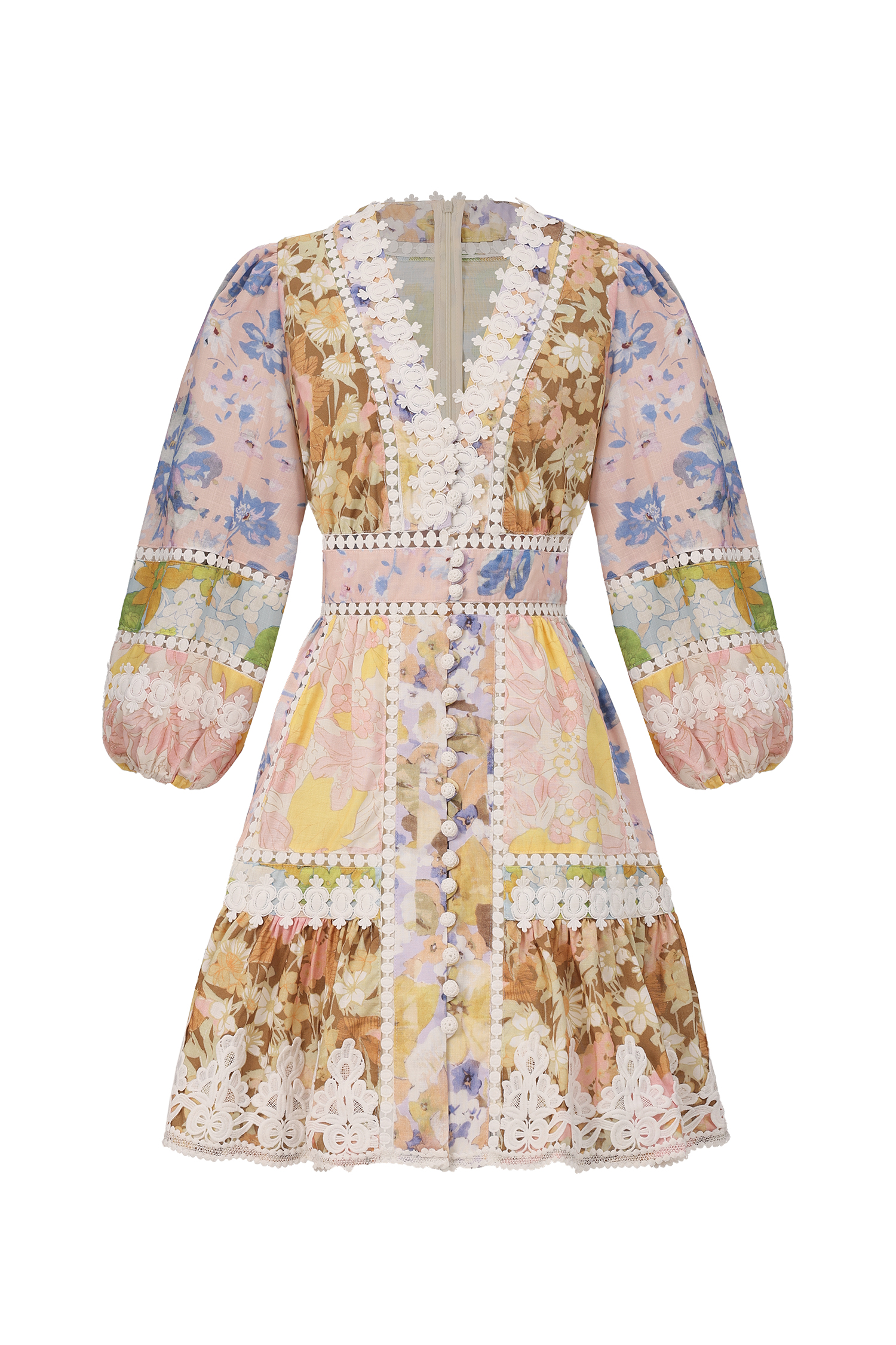 Jacova V-Neck Long Sleeves Floral Printed Mini Dress