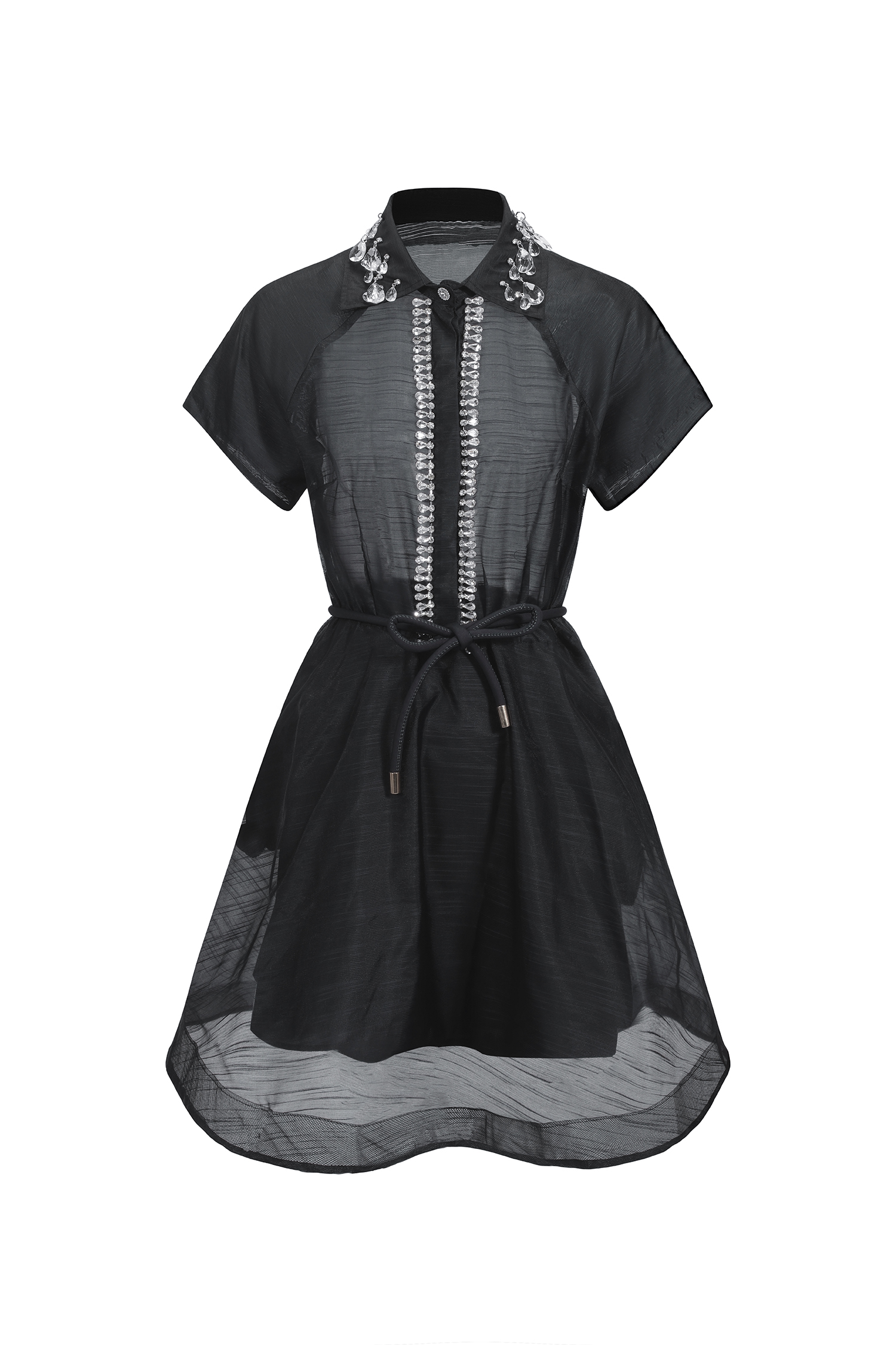 Gerianna Short Sleeves Diamond Mini Dress