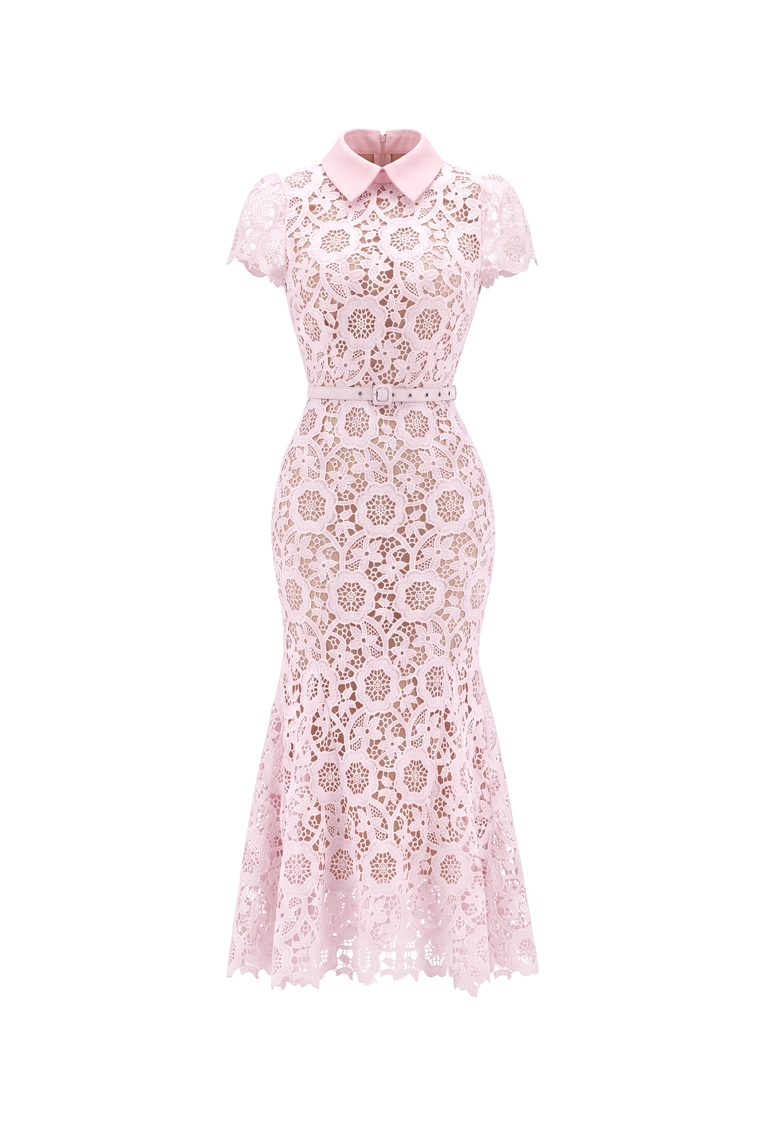 Felix Elegant Cinched Short Sleeve Floral Lace Maxi Dress