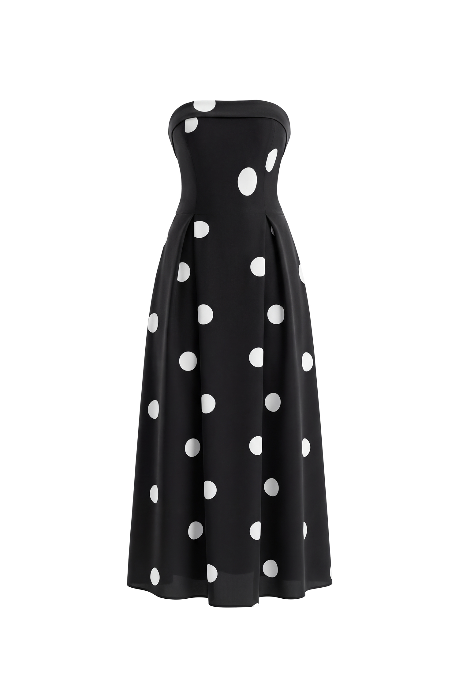 Marley Elegant Tailored Sleeveless Polka Dot Woven Maxi Dress