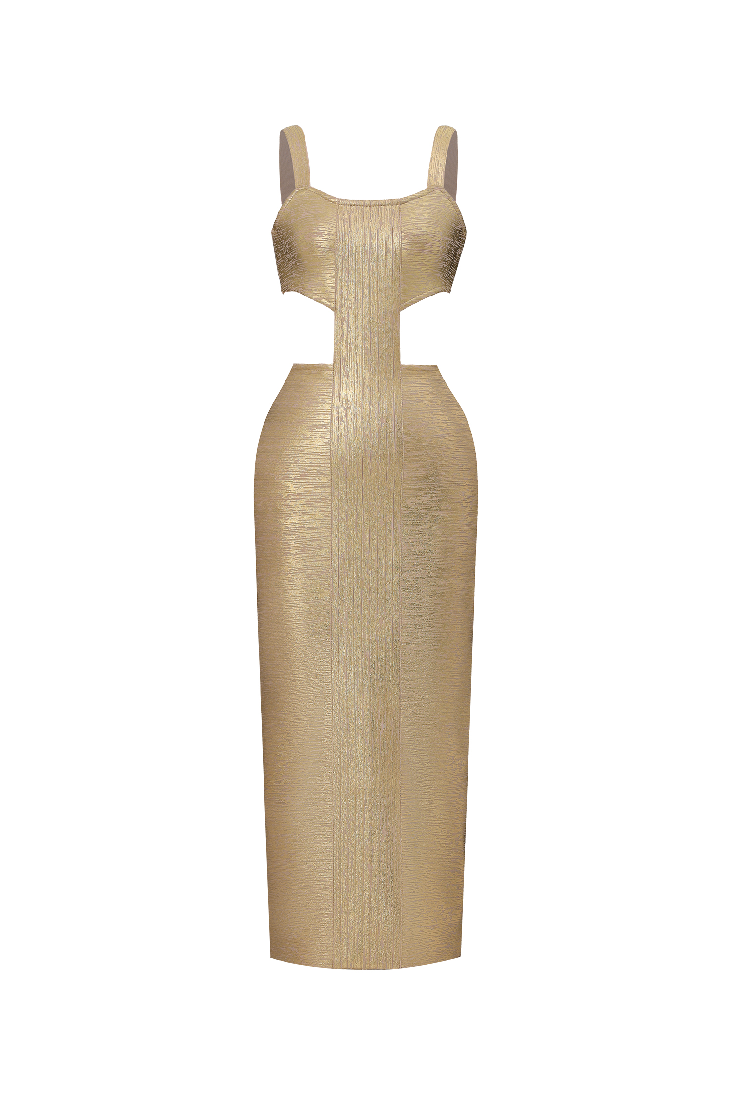 Kit Metallic Midi Bandage Kleid - Gold