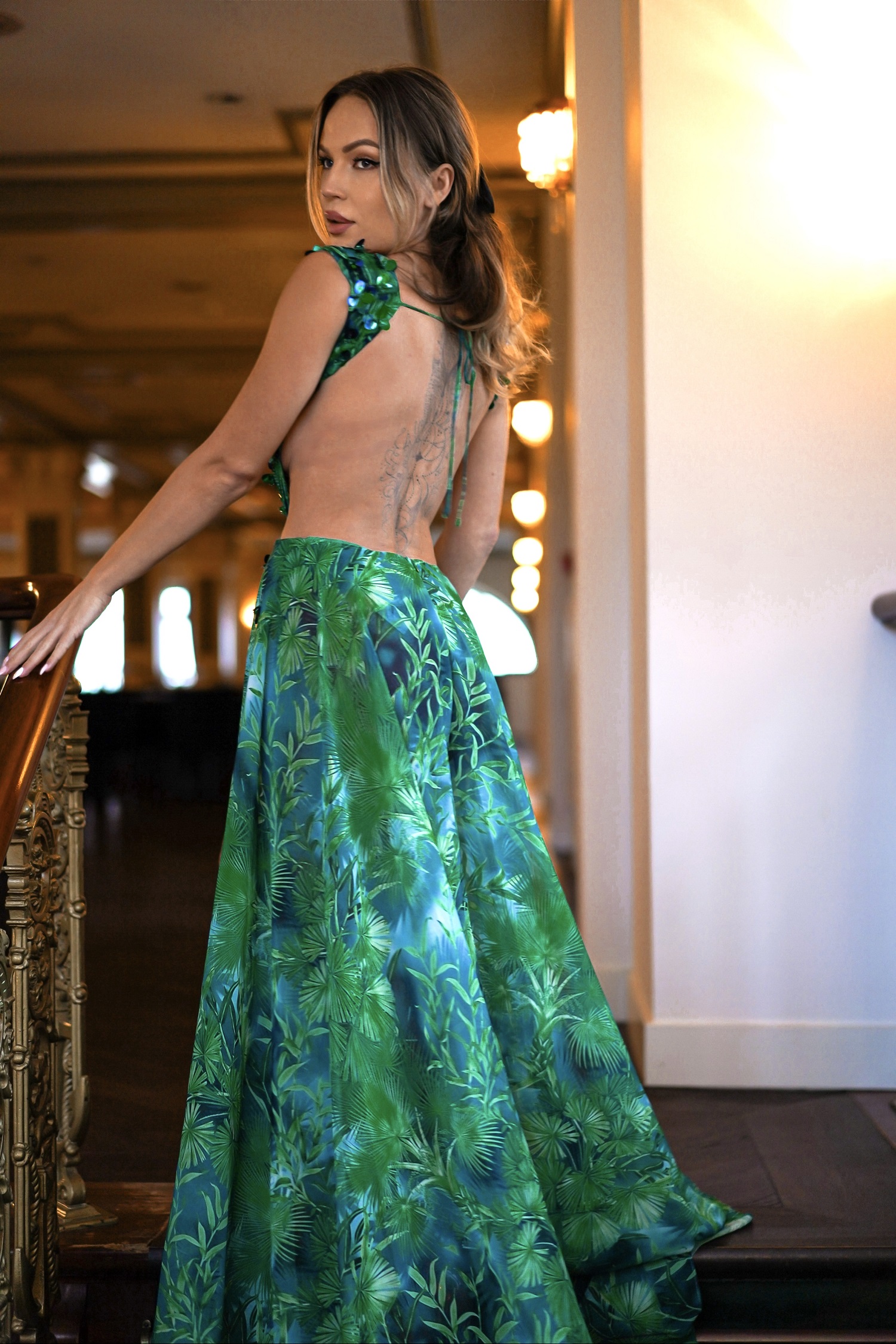 Yoland Printed Embellished Maxi Dress