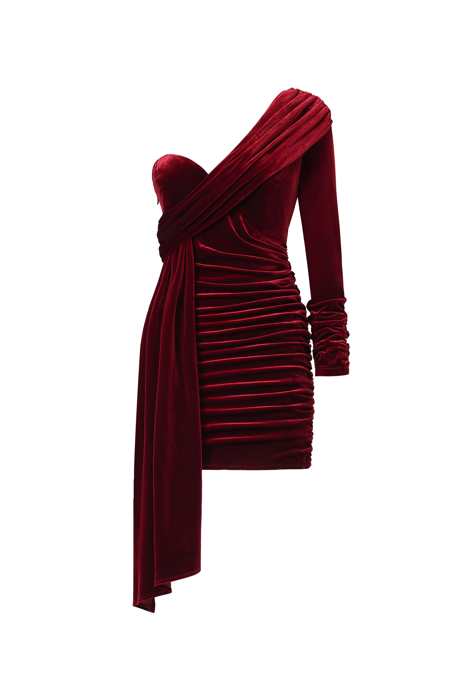 Faithe One-Shoulder-Kleid aus plissiertem Samt