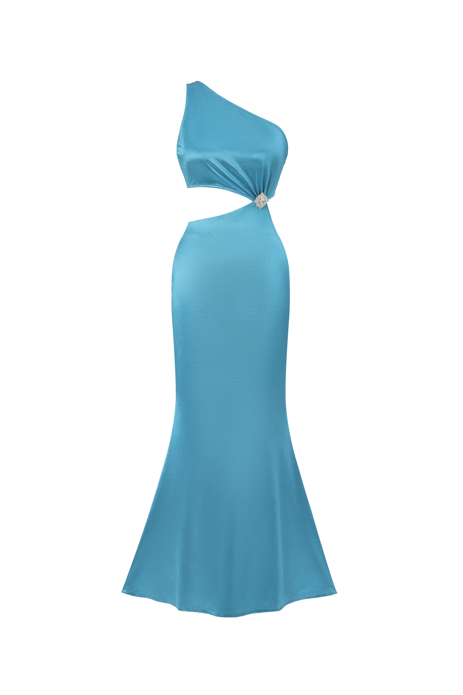 Kanma One Shoulder Cutout Maxi Dress - Blue