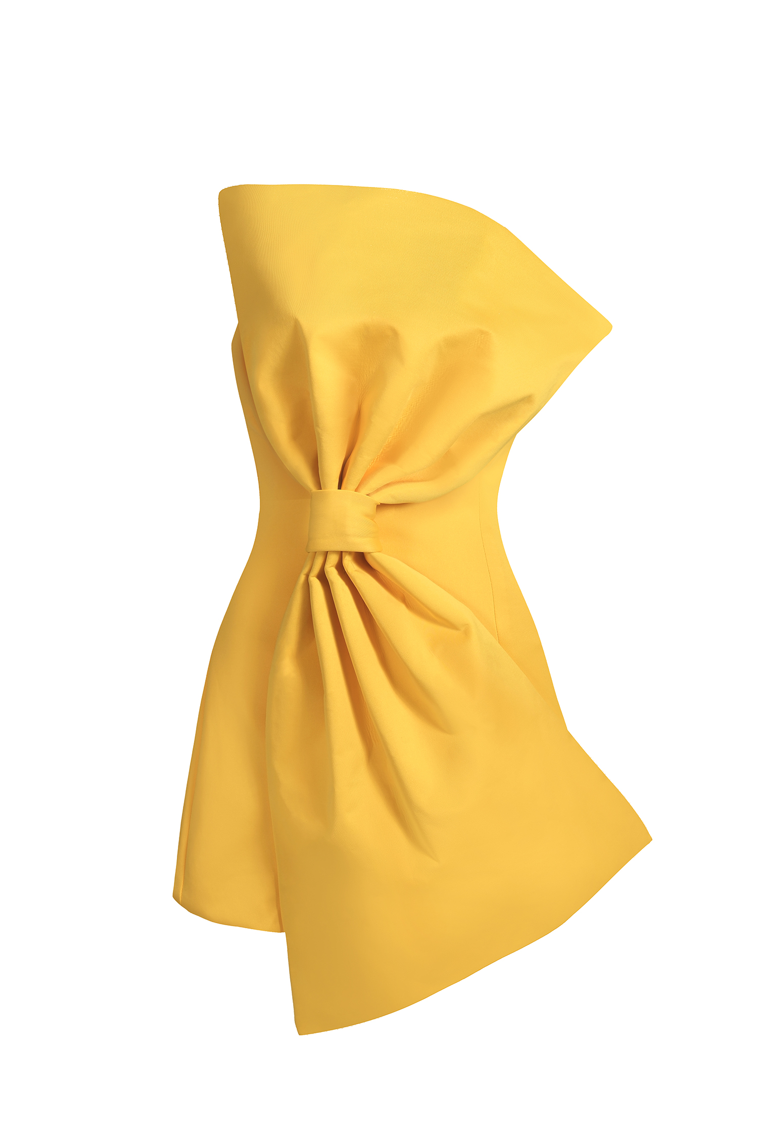 Majrela Bowknot Strapless Mini Dress - Yellow