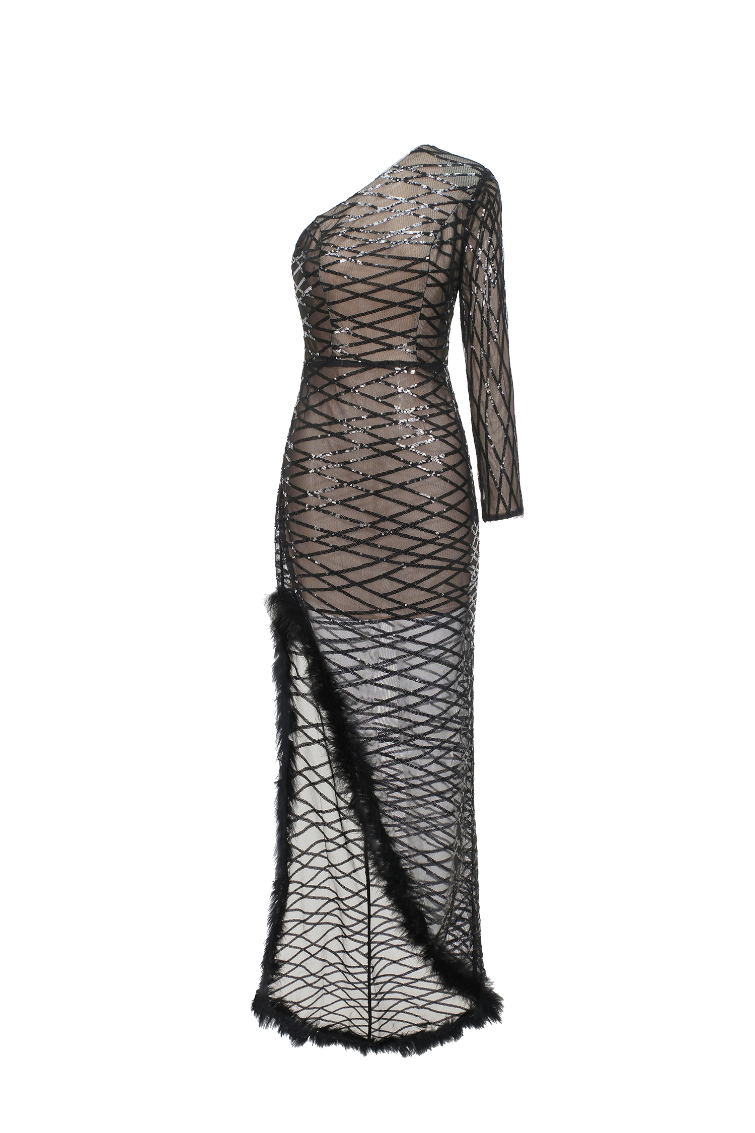 Zakana One Shoulder High Slit Maxi Dress