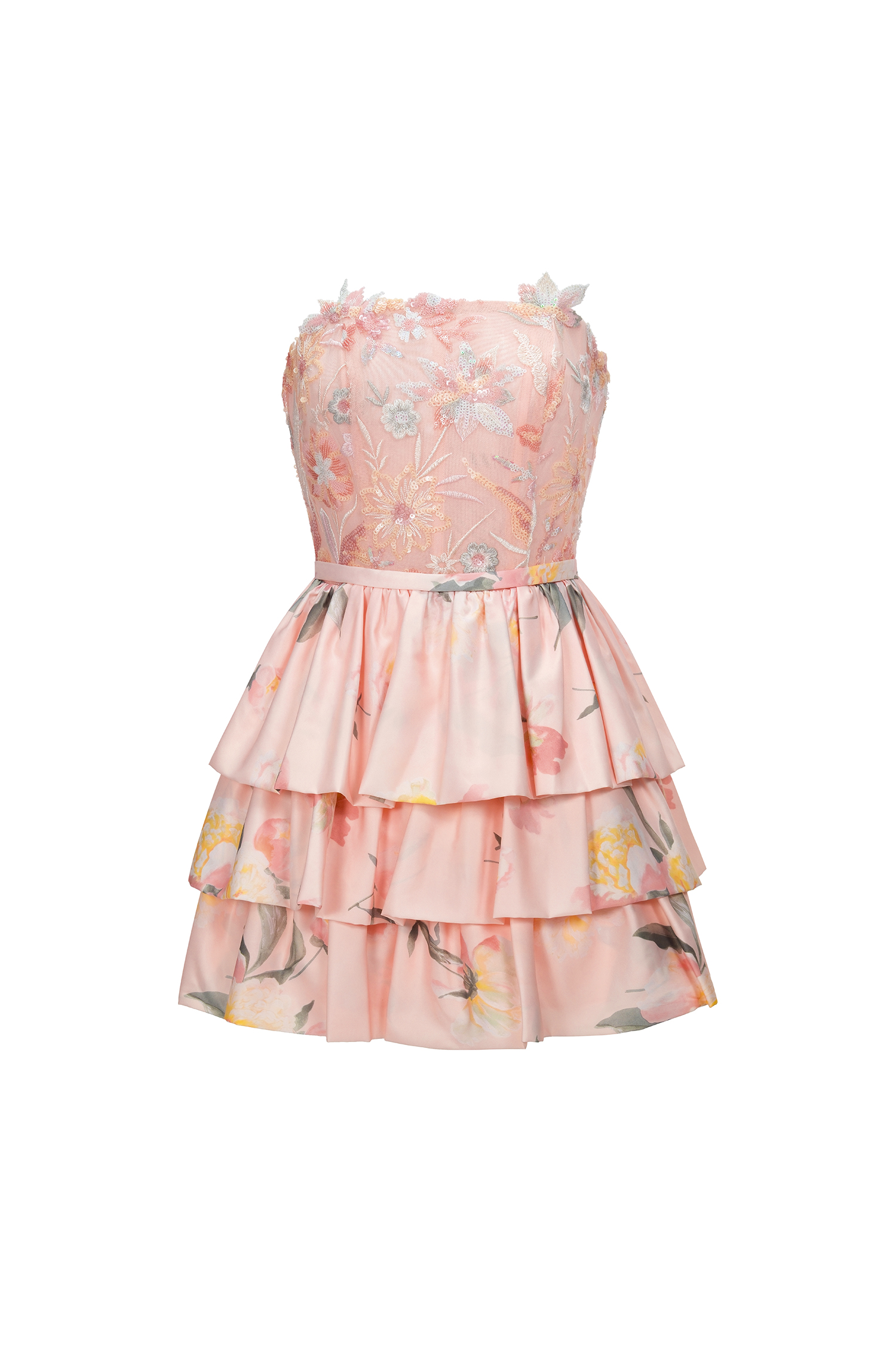 Waner Sleeveless Printing Flowers Mini Dress