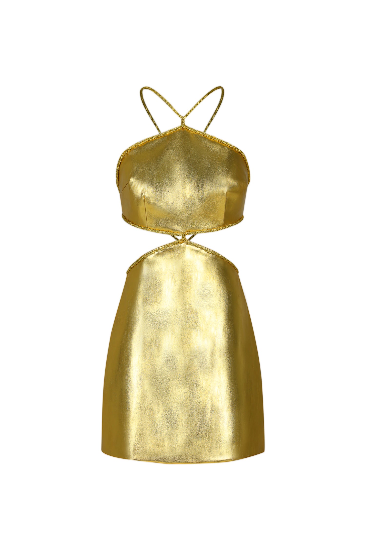 Pola Backless Leather Mini Dress