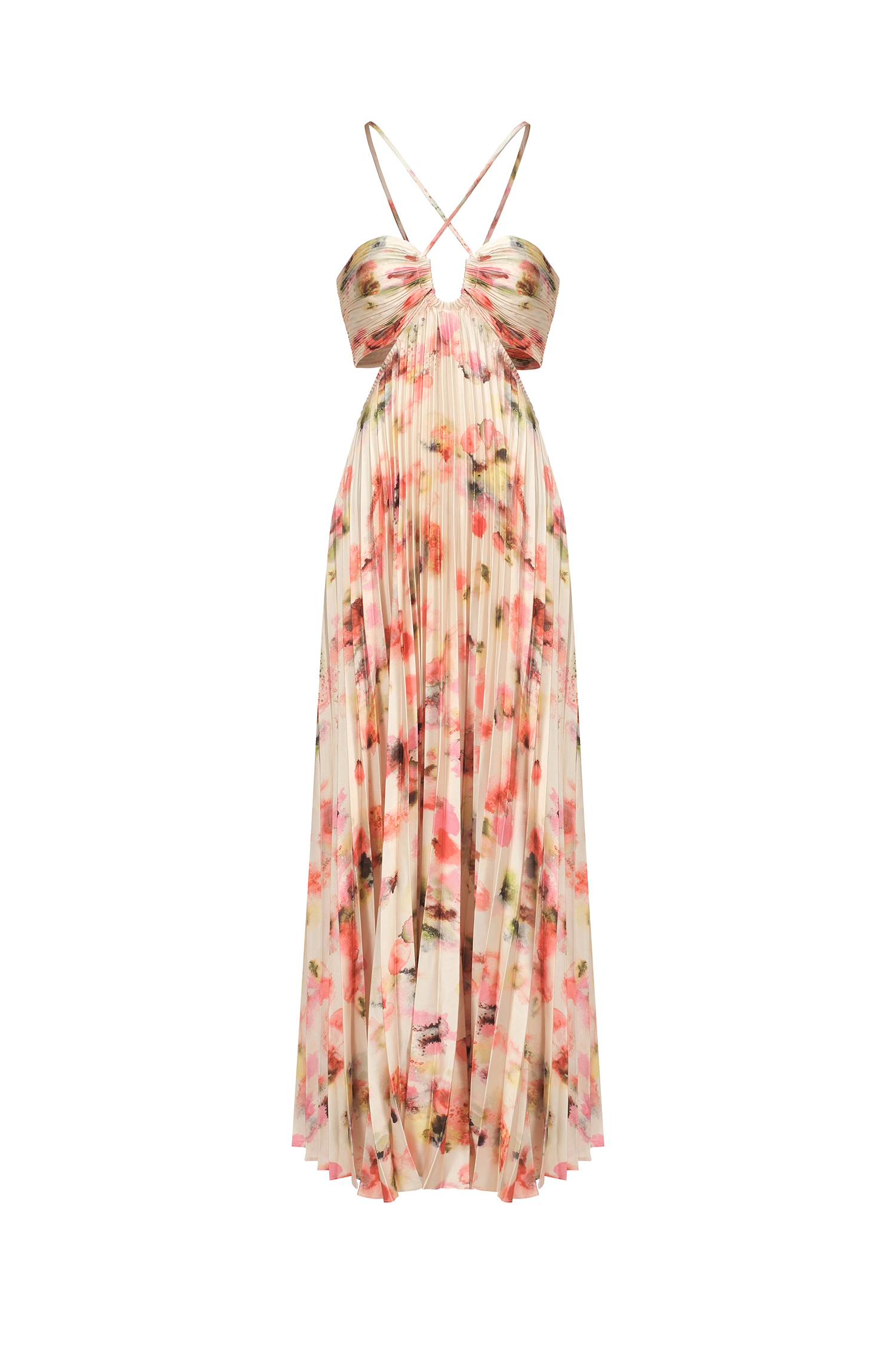 Huresa Halter Sleeveless V-Neck Hollow Out Maxi Dress