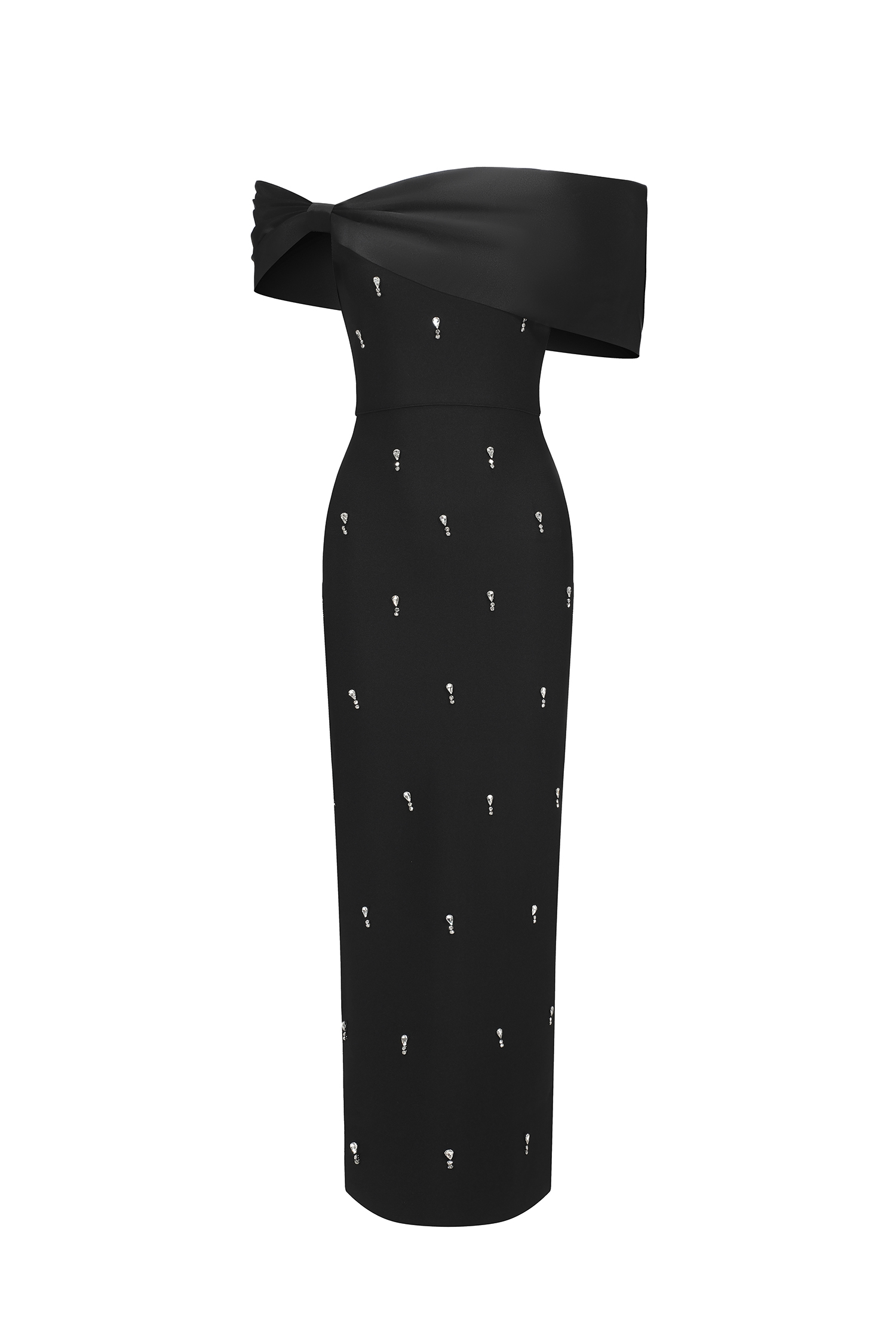 Palez Sleeveless One Shoulder Diamond Bow Bandage Maxi Dress