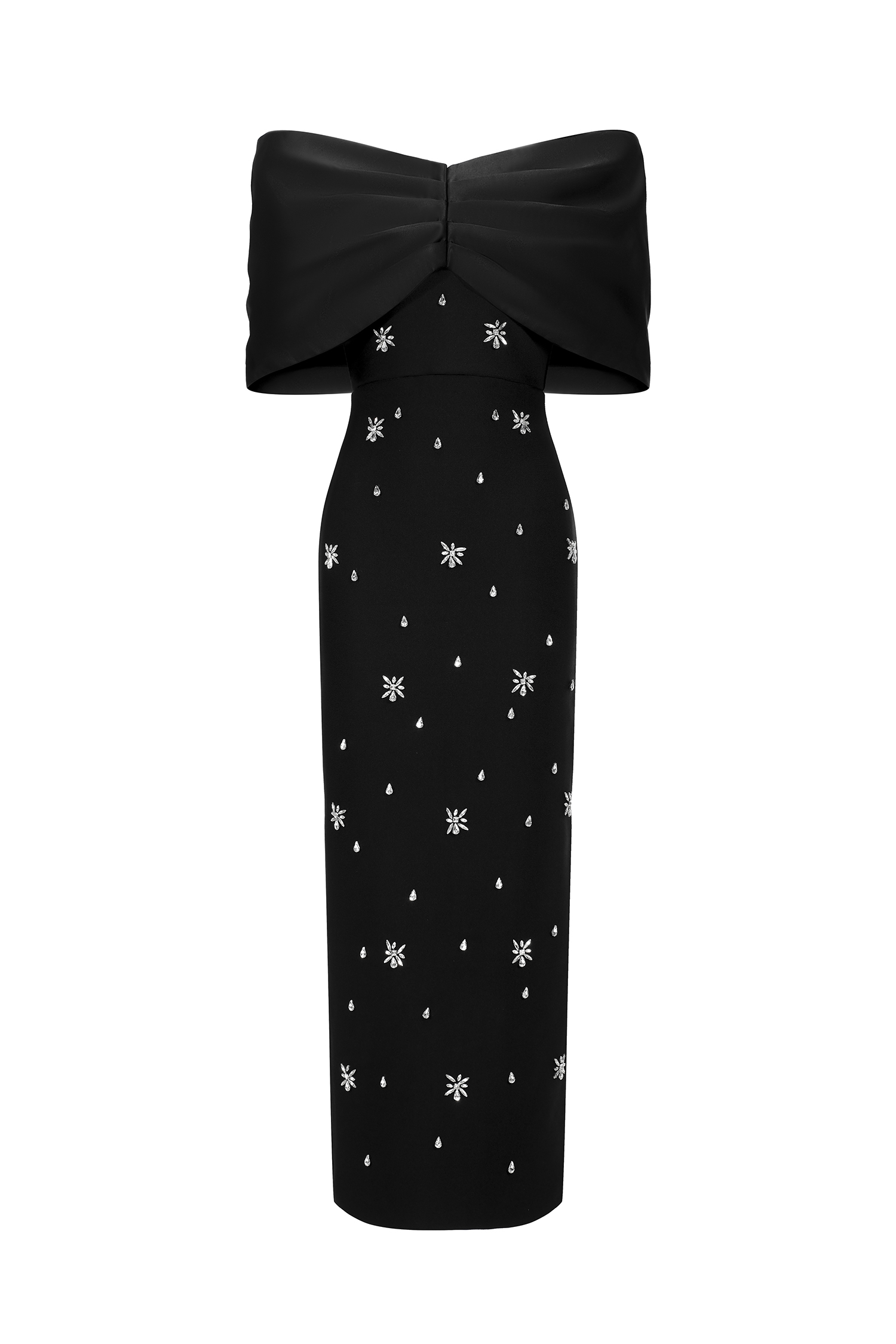 Soloma Off-the-Shoulder Diamond Maxi Dress