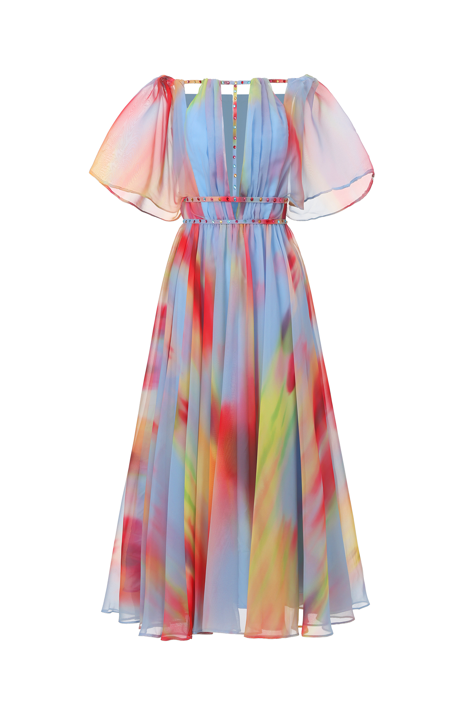 Zaysha Off-The-Shoulder Hollow Out Printing Midi Dress