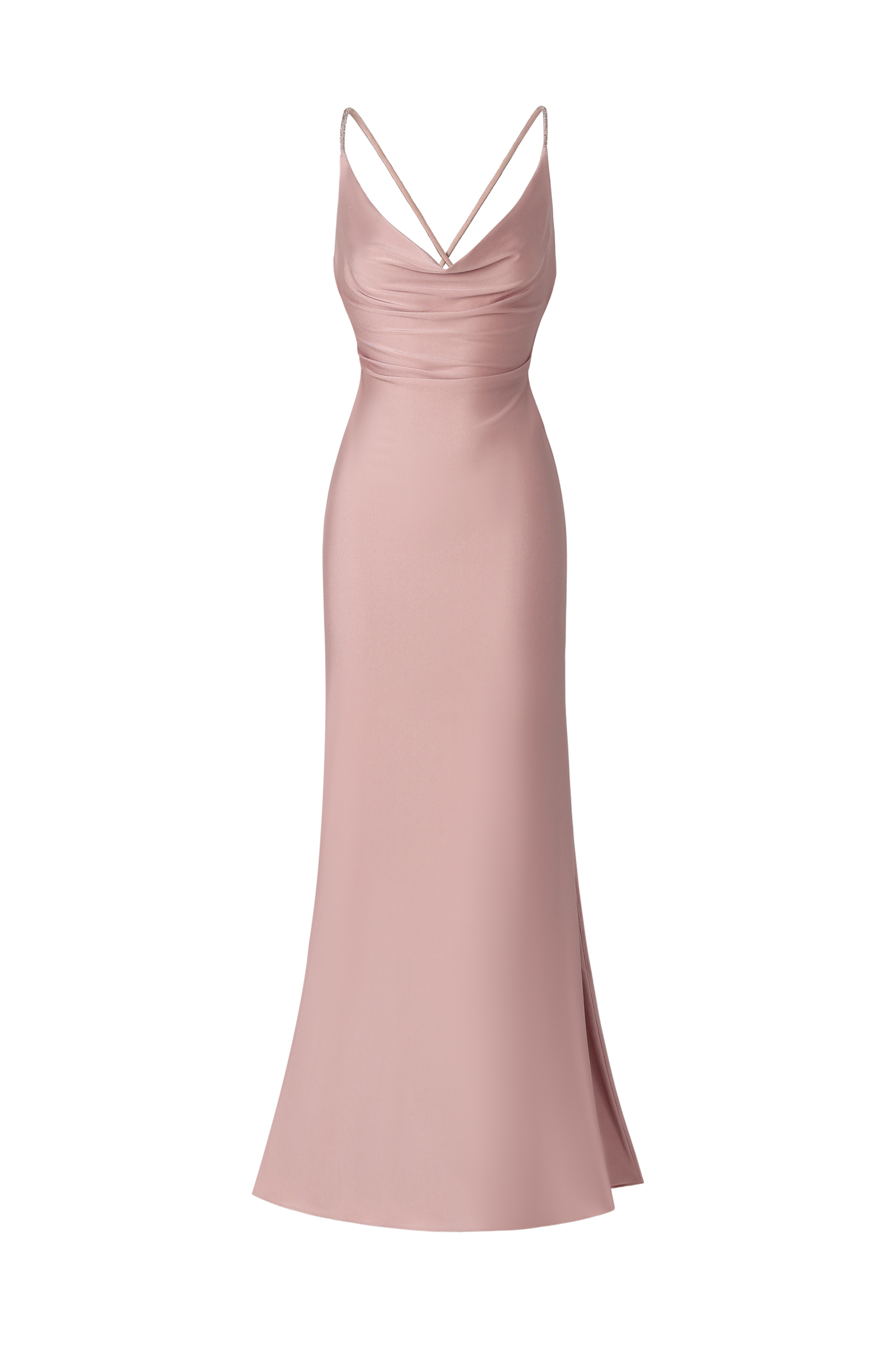 Hazada Backless Metal Diamond Maxi Dress