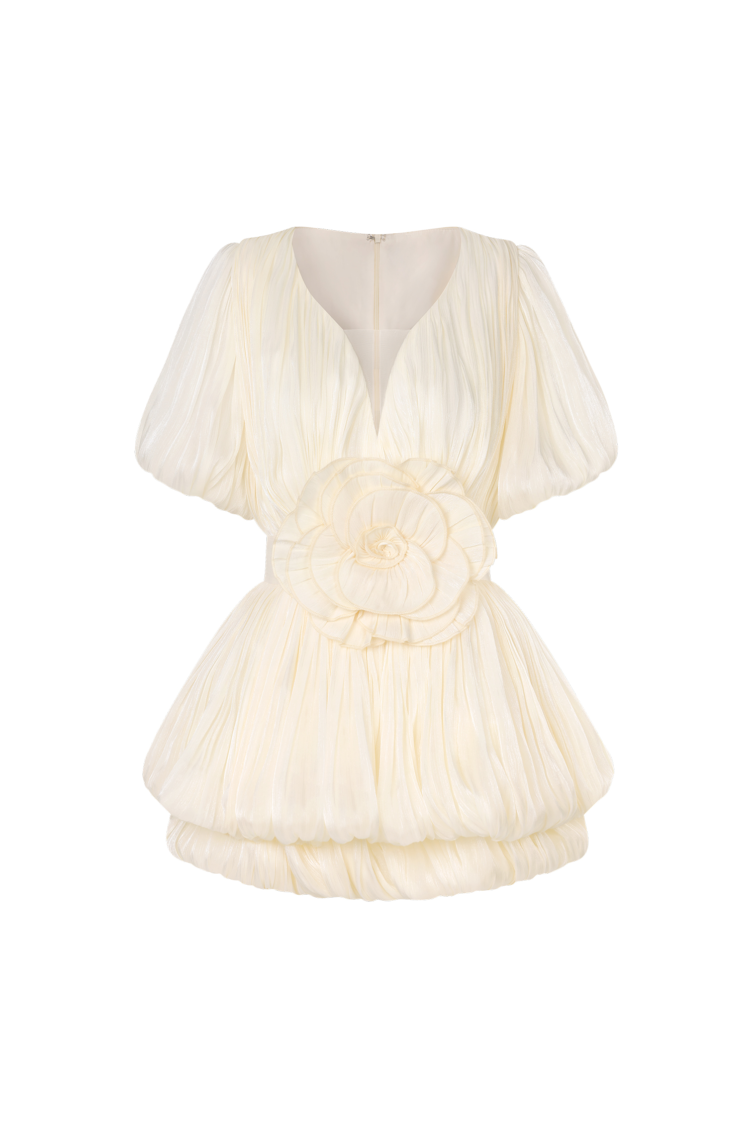 Matalin Deep-V Short Sleeves Flowers Mini Dress