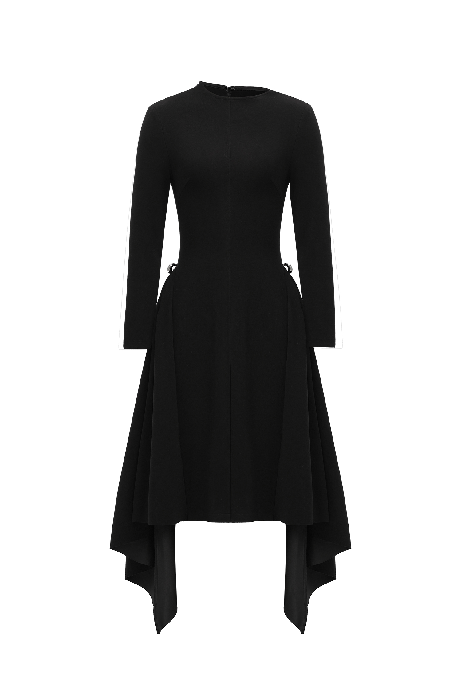 Sylvia Long Sleeves Black Midi Dress