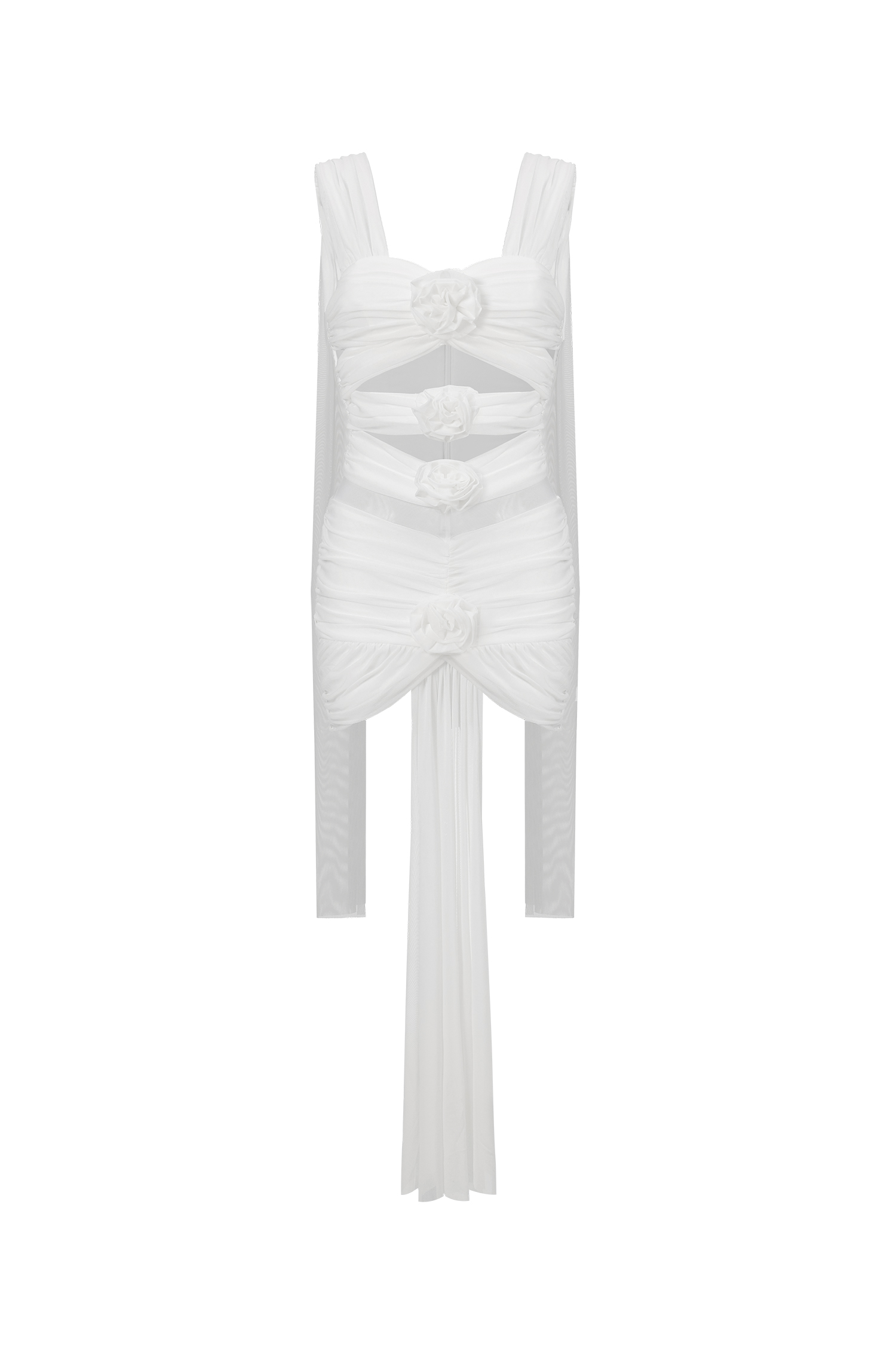 Kawayi Sleeveless Flowers Hollowed Out Mini Dress