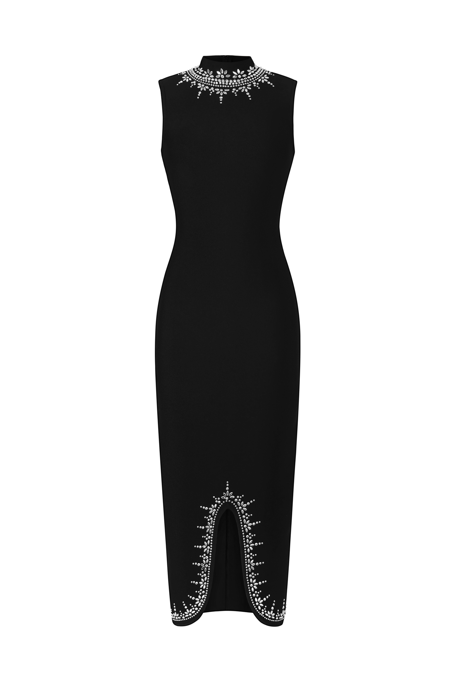 Lousia Sleeveless Round Neck Diamond Bandage Maxi Dress