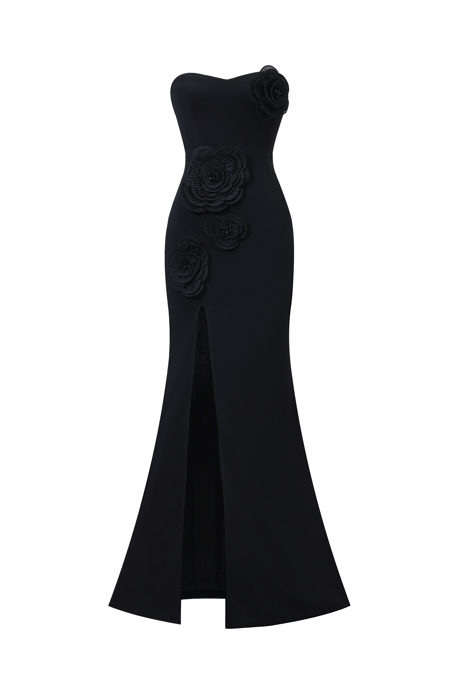 Stretchy Sleeveless Flowers Slit Bandage Maxi Dress