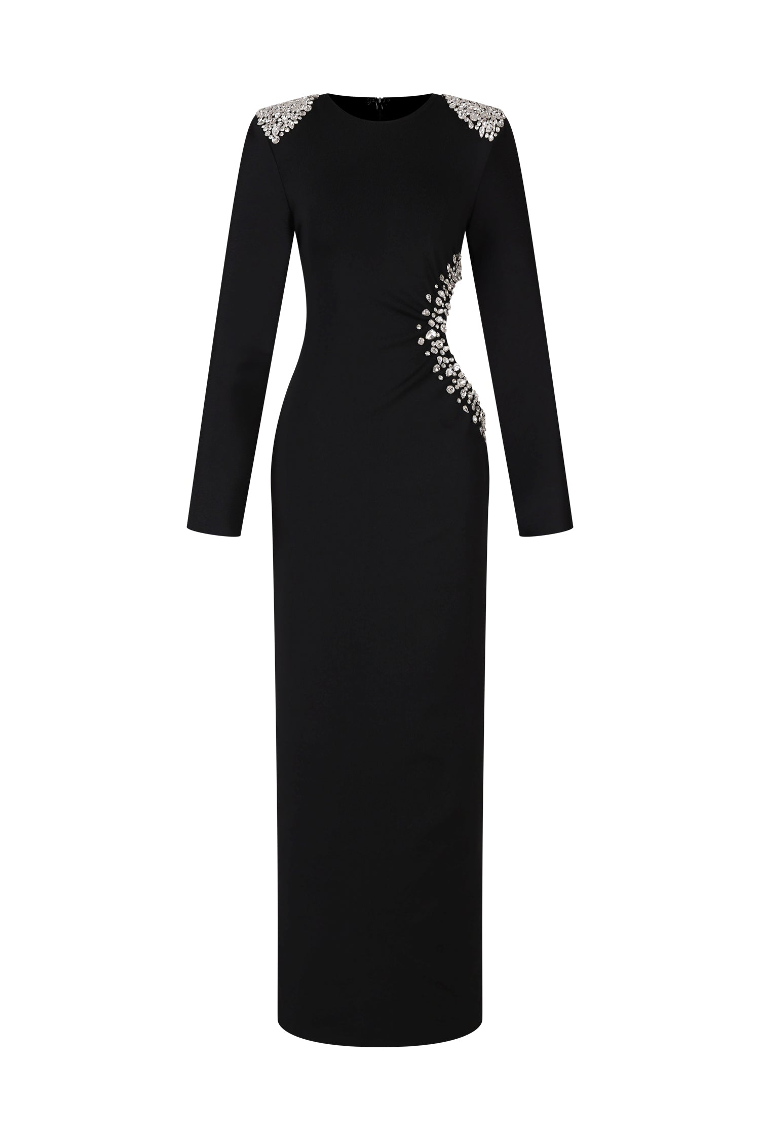 Oliay Long Sleeves Hollow Out Diamond Bandage Maxi Dress