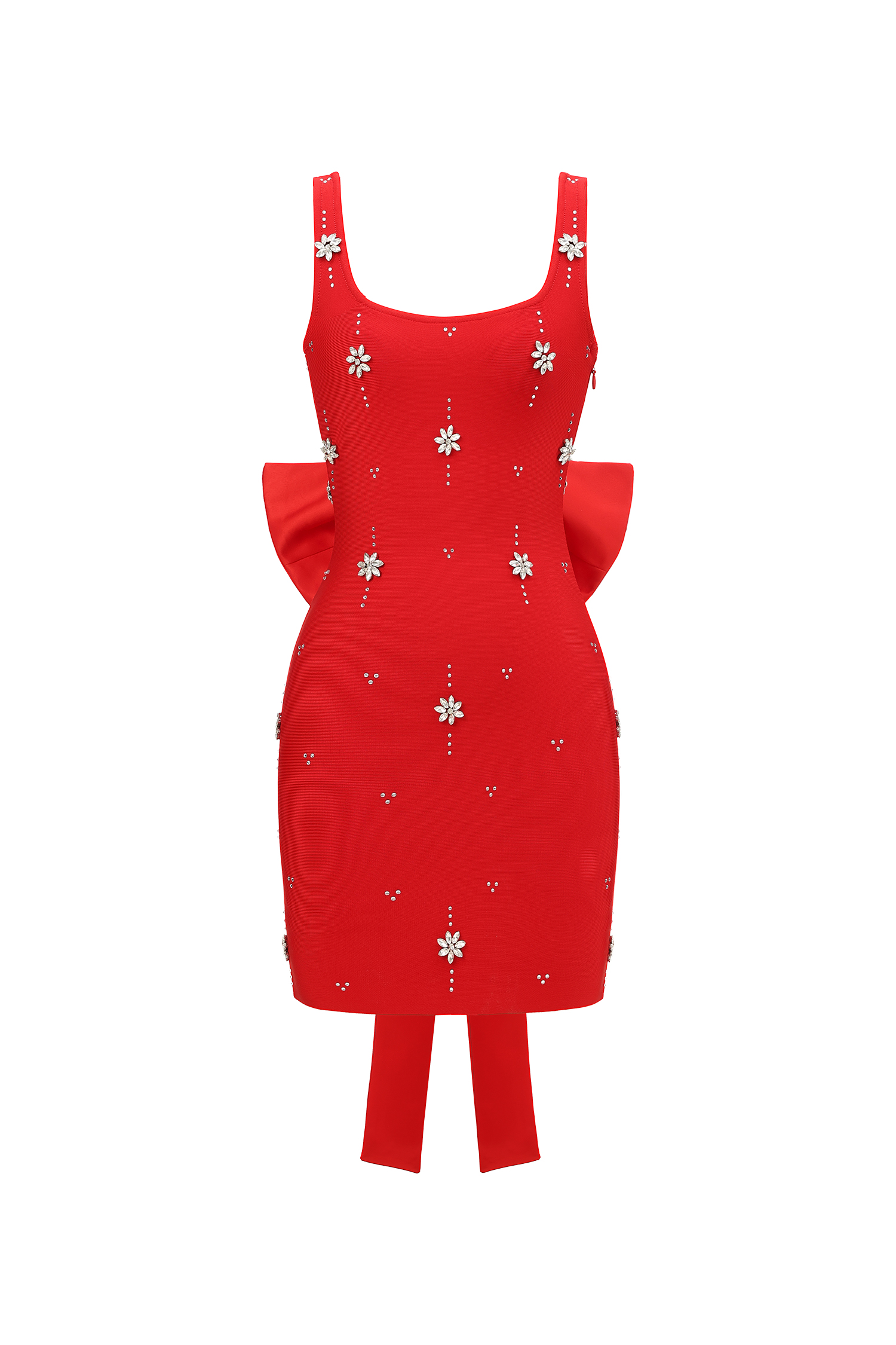 Marne Sleeveless Diamond Bow Bandage Mini Dress