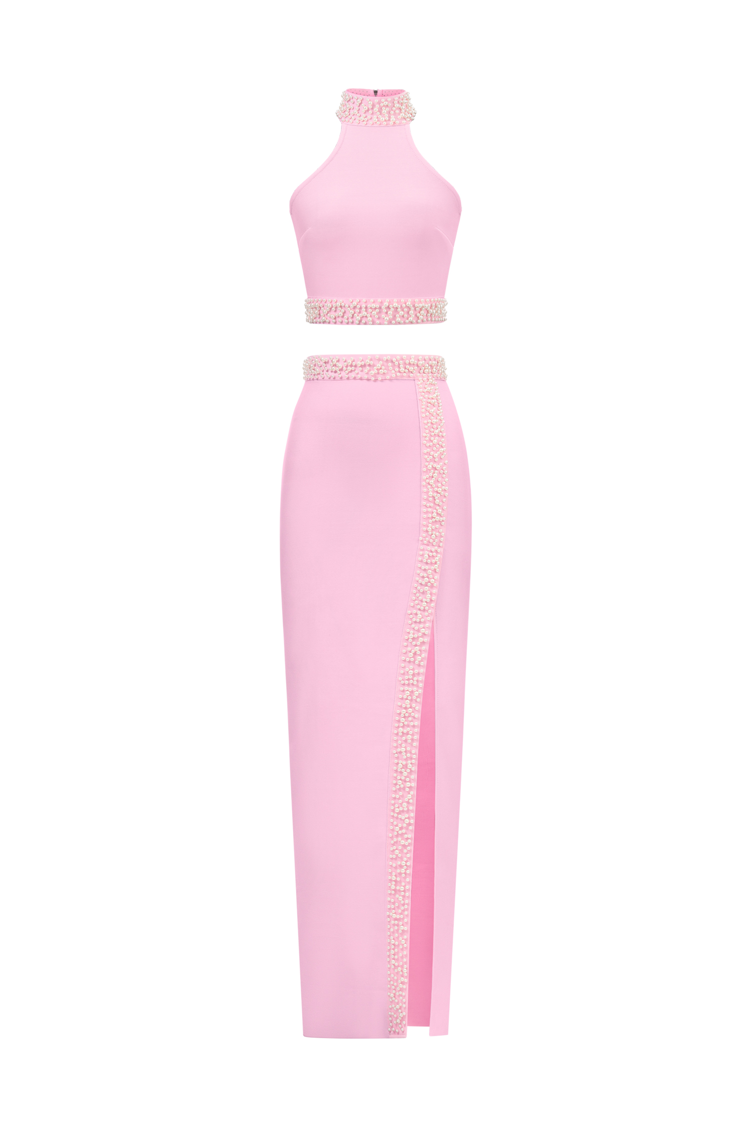 Fenby Halter Sleeveless Slit Bandage Maxi Dress