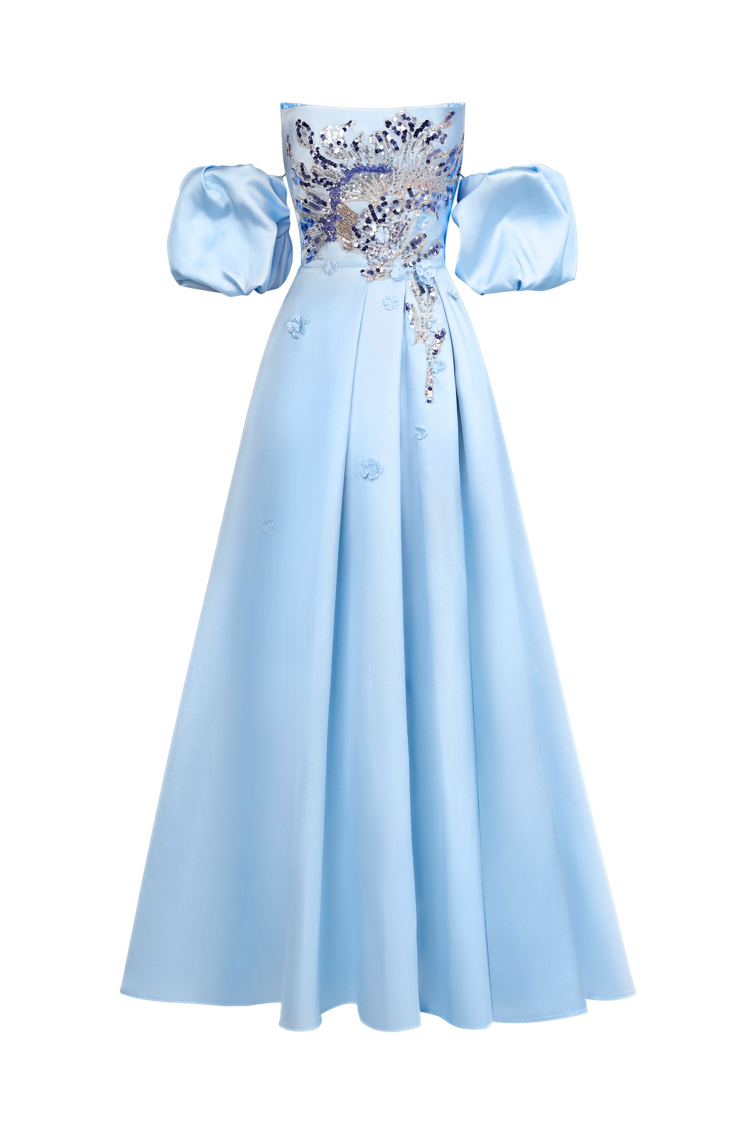 Winni Off-Shoulder Floral Embroidered High Slit Maxi Dress