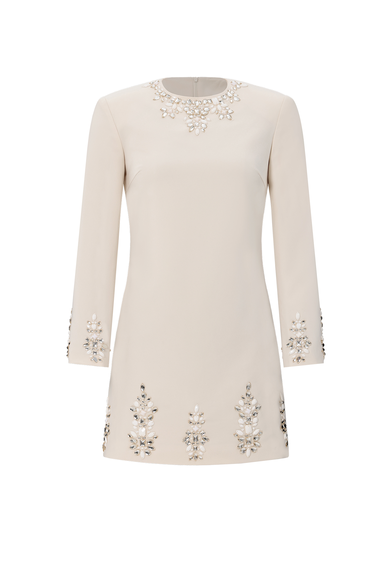 Kerin Elegant Embellished Long Sleeve Rhinestone Woven Mini Dress